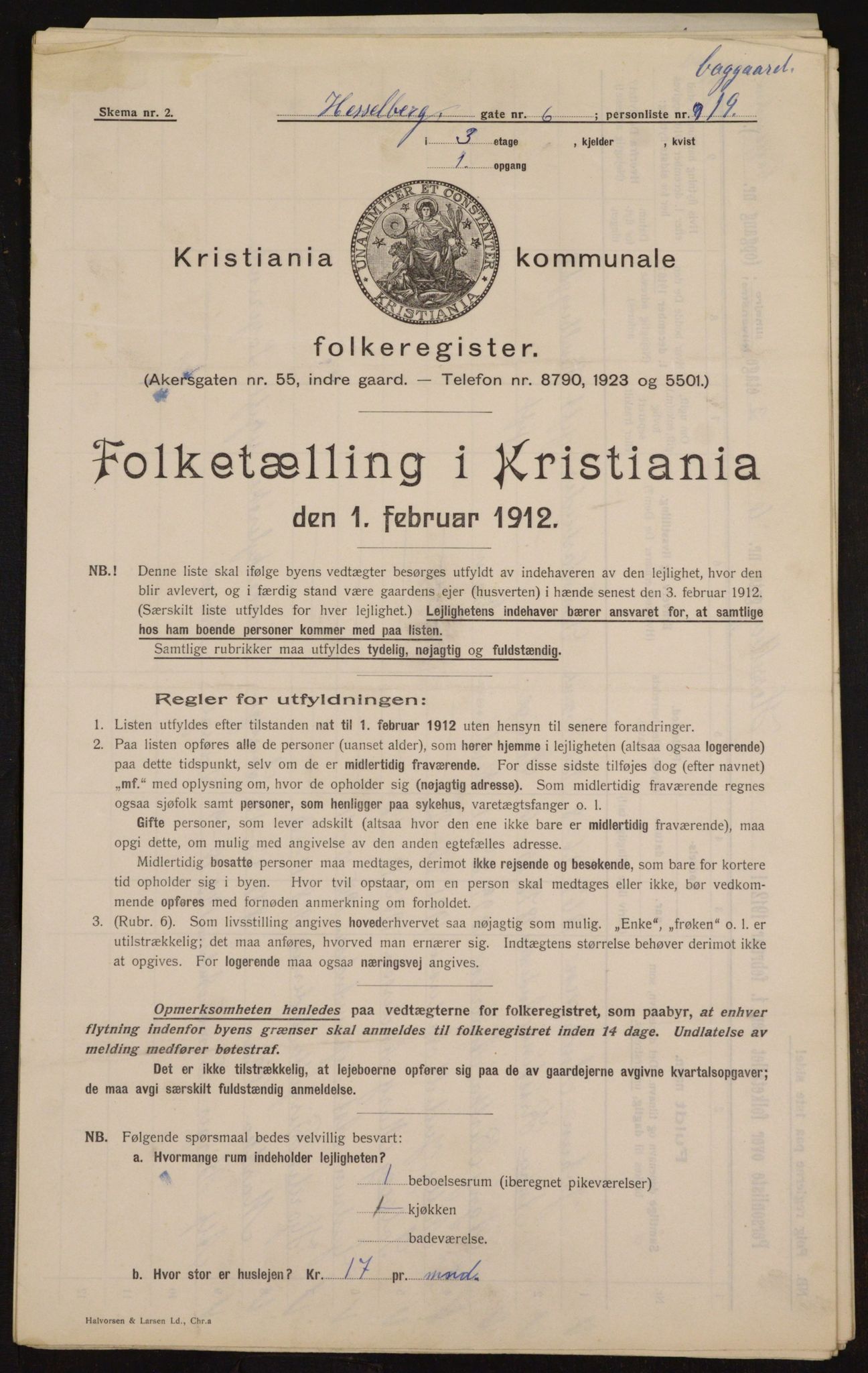 OBA, Municipal Census 1912 for Kristiania, 1912, p. 40257