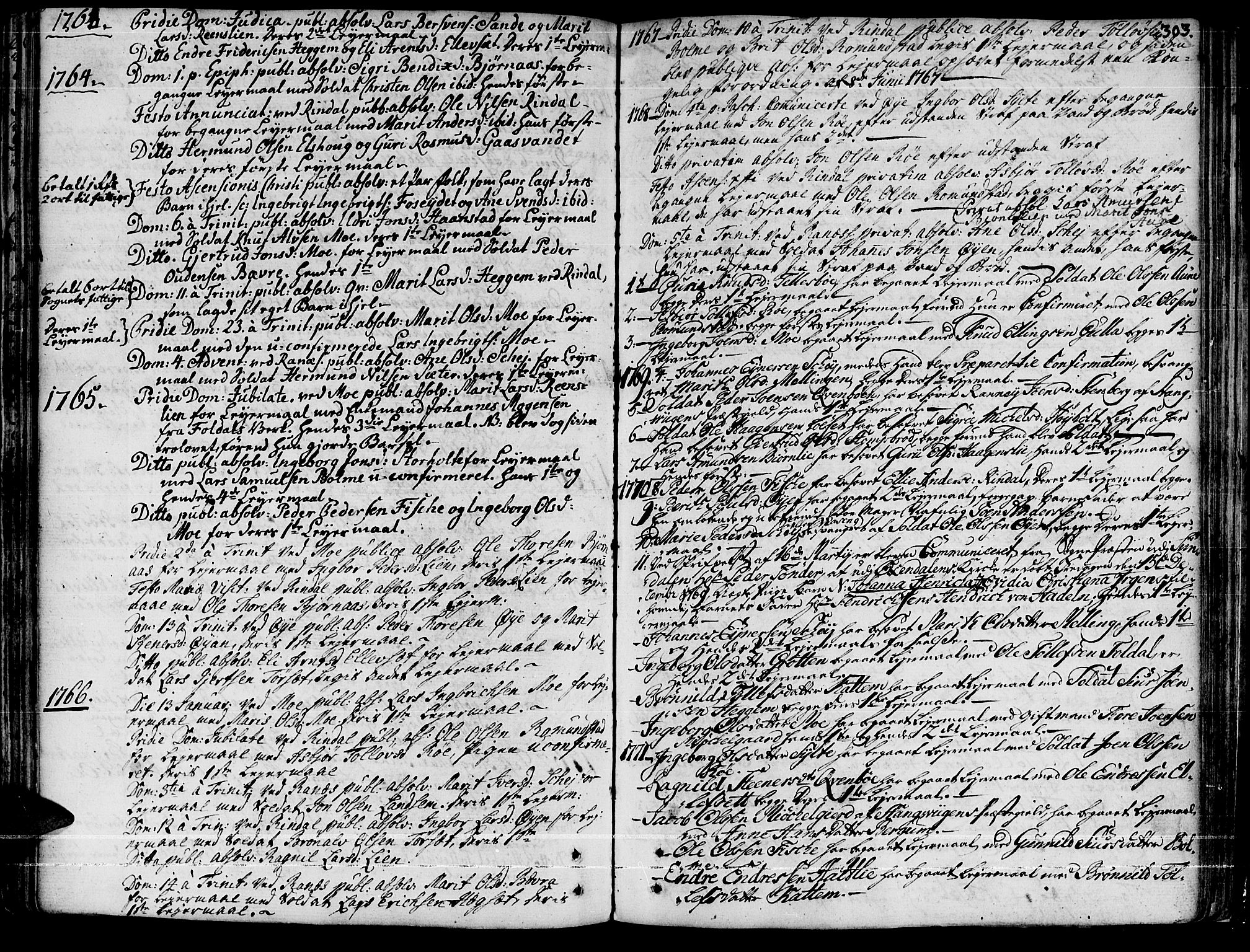 Ministerialprotokoller, klokkerbøker og fødselsregistre - Møre og Romsdal, AV/SAT-A-1454/595/L1039: Parish register (official) no. 595A01, 1750-1796, p. 303