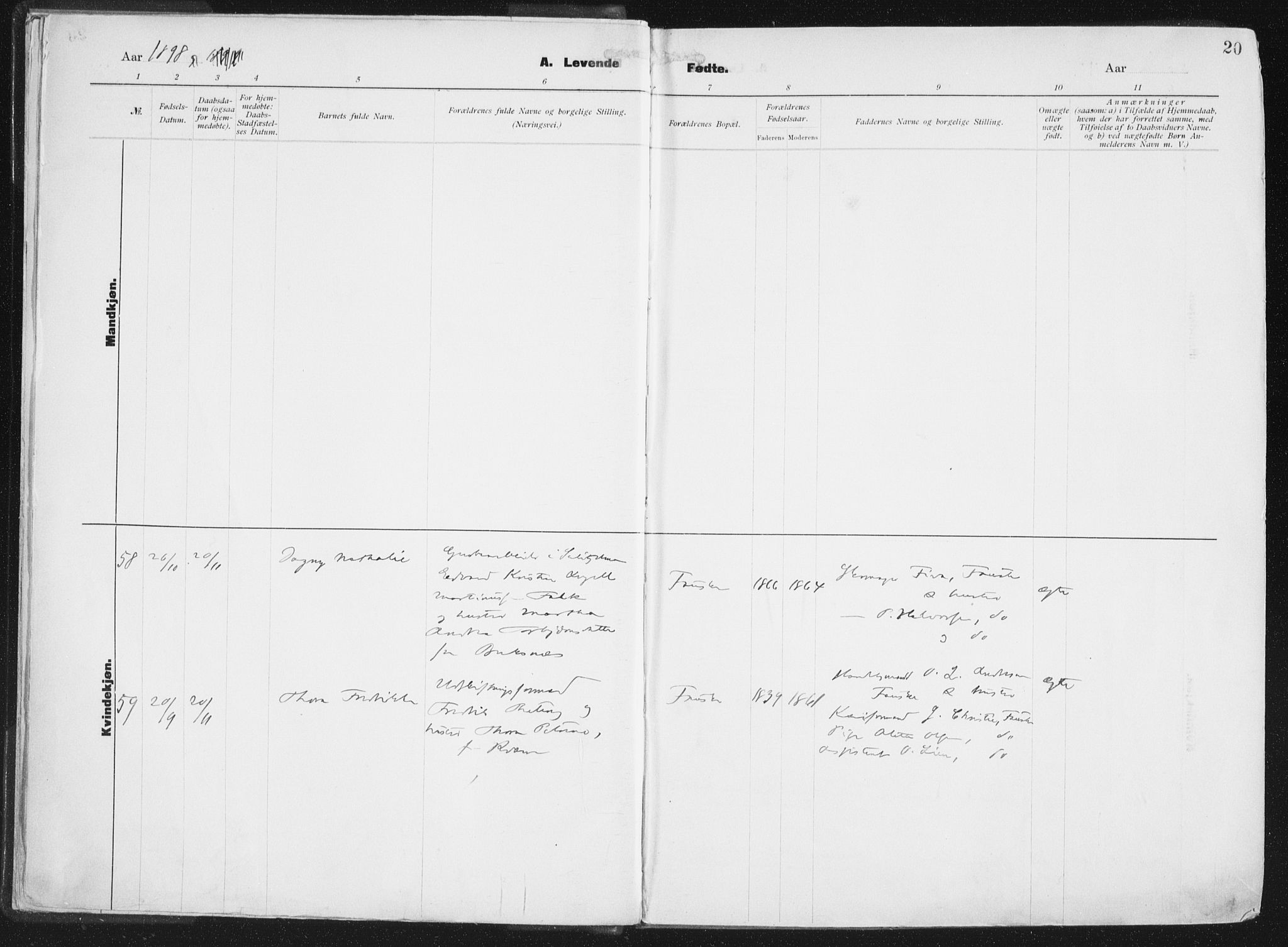 Ministerialprotokoller, klokkerbøker og fødselsregistre - Nordland, AV/SAT-A-1459/849/L0696: Parish register (official) no. 849A08, 1898-1910, p. 20