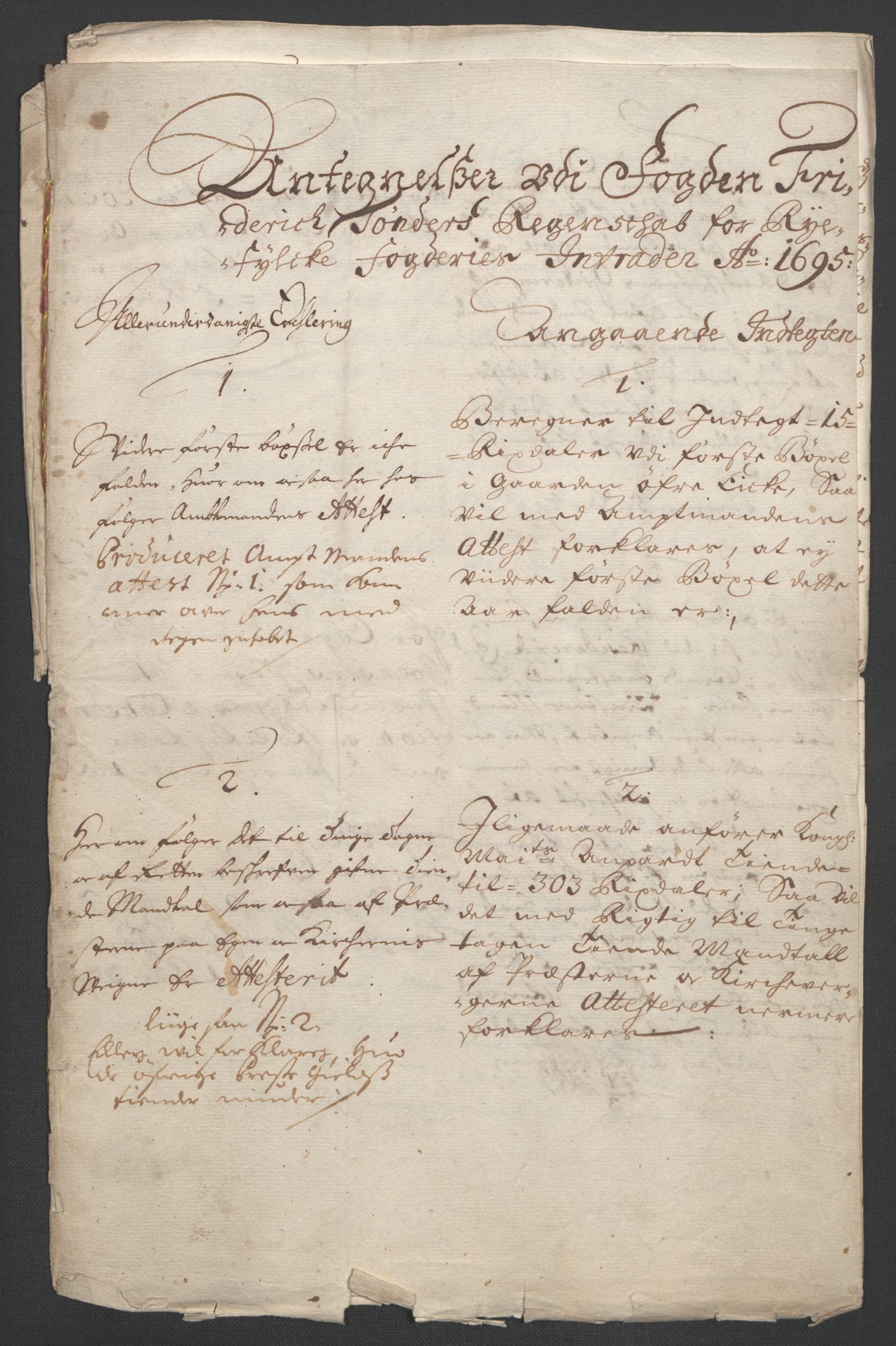 Rentekammeret inntil 1814, Reviderte regnskaper, Fogderegnskap, AV/RA-EA-4092/R47/L2857: Fogderegnskap Ryfylke, 1694-1696, p. 205