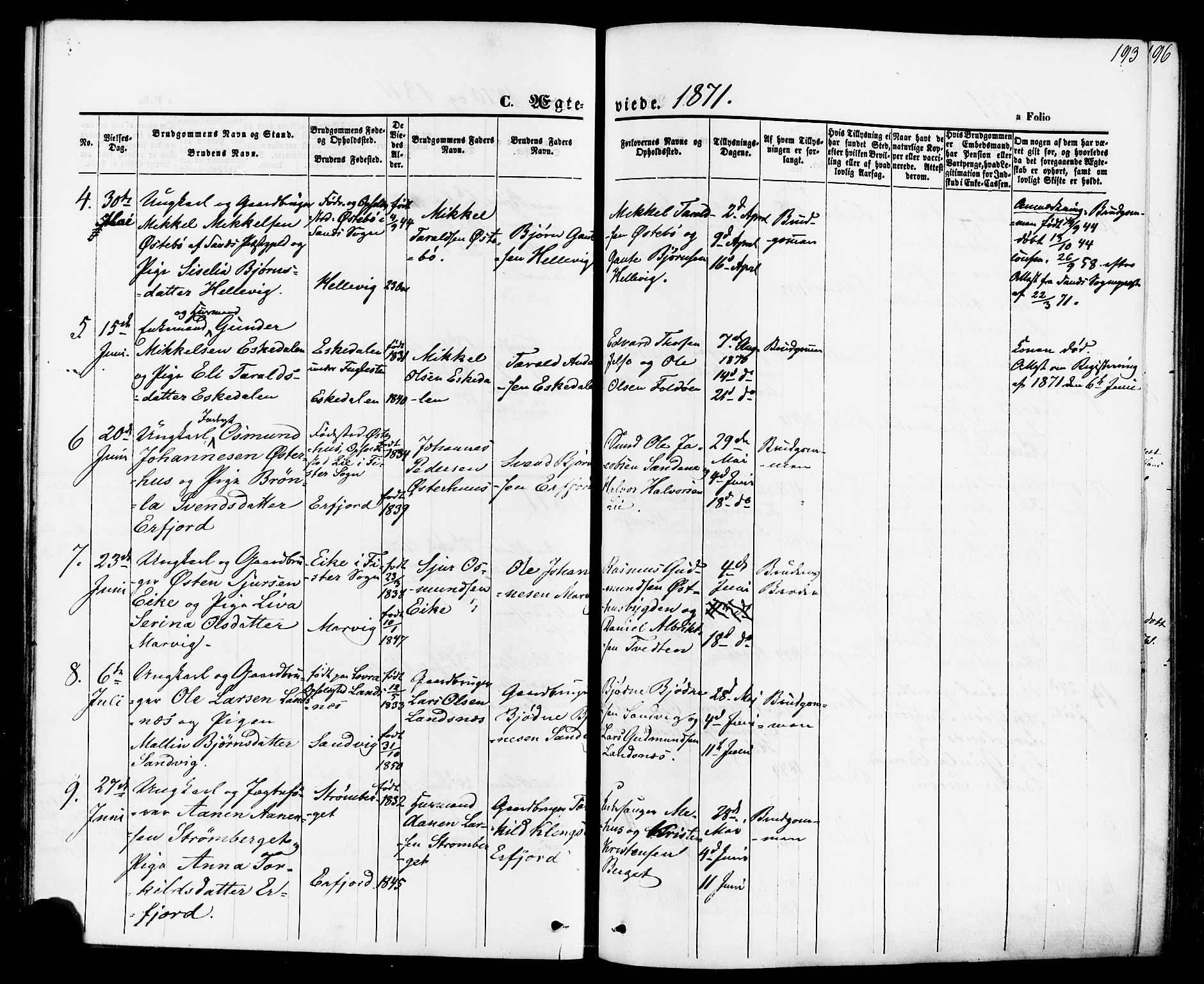 Jelsa sokneprestkontor, AV/SAST-A-101842/01/IV: Parish register (official) no. A 8, 1867-1883, p. 193