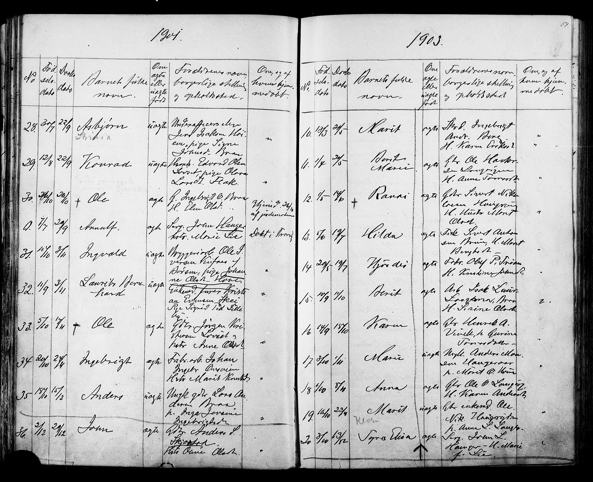 Ministerialprotokoller, klokkerbøker og fødselsregistre - Sør-Trøndelag, AV/SAT-A-1456/612/L0387: Parish register (copy) no. 612C03, 1874-1908, p. 57