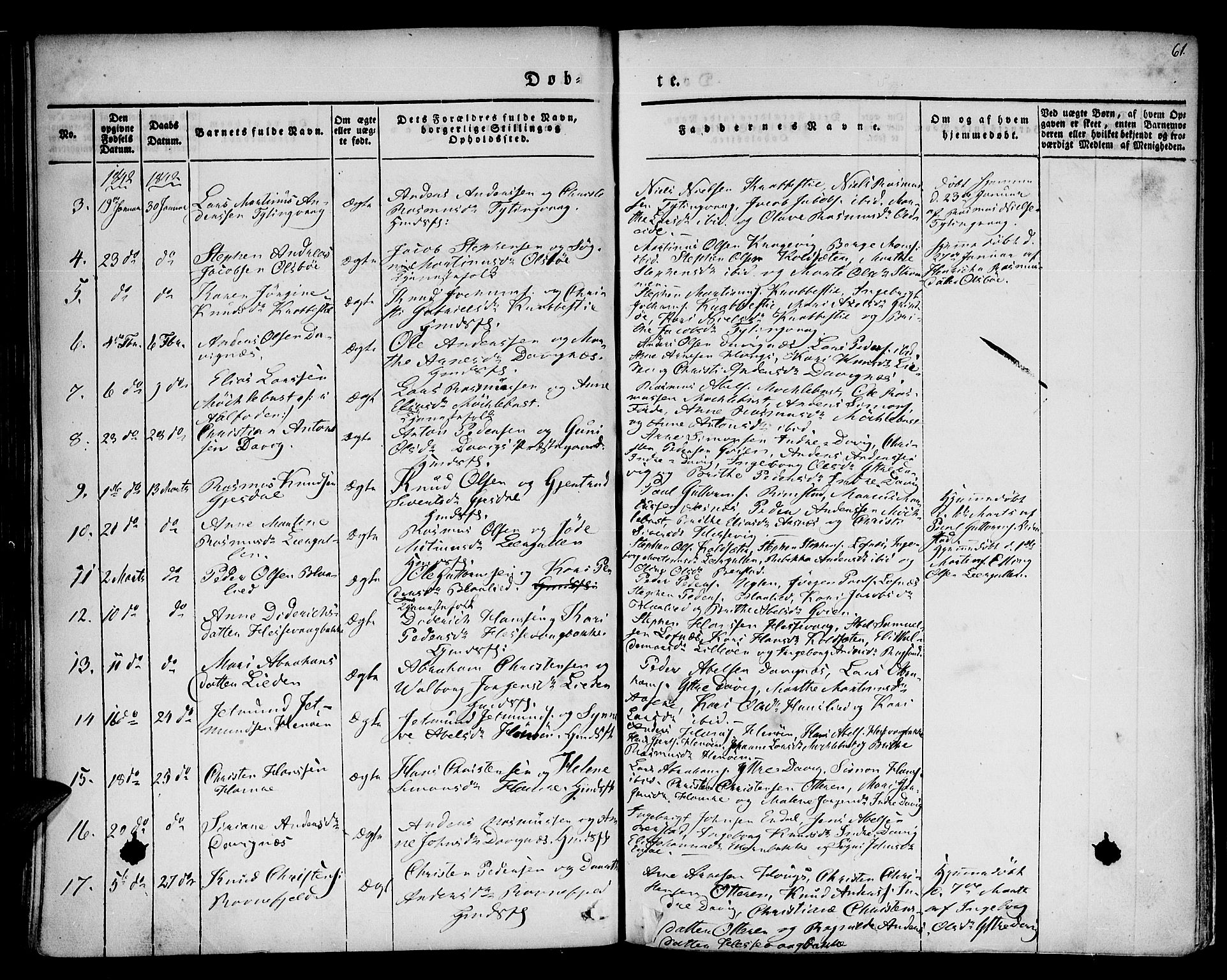 Davik sokneprestembete, SAB/A-79701/H/Haa/Haaa/L0004: Parish register (official) no. A 4, 1830-1849, p. 61