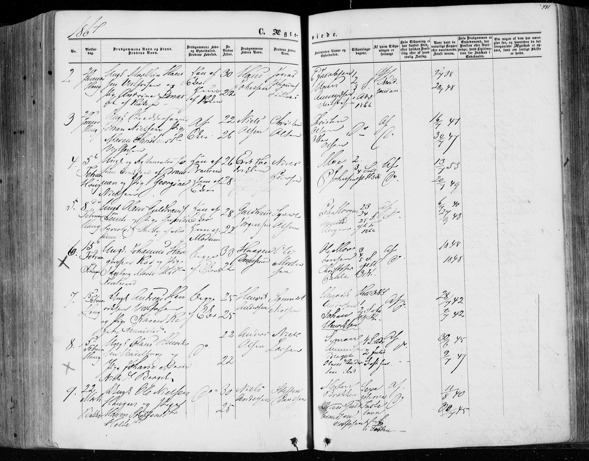 Eiker kirkebøker, SAKO/A-4/F/Fa/L0016: Parish register (official) no. I 16, 1860-1868, p. 481