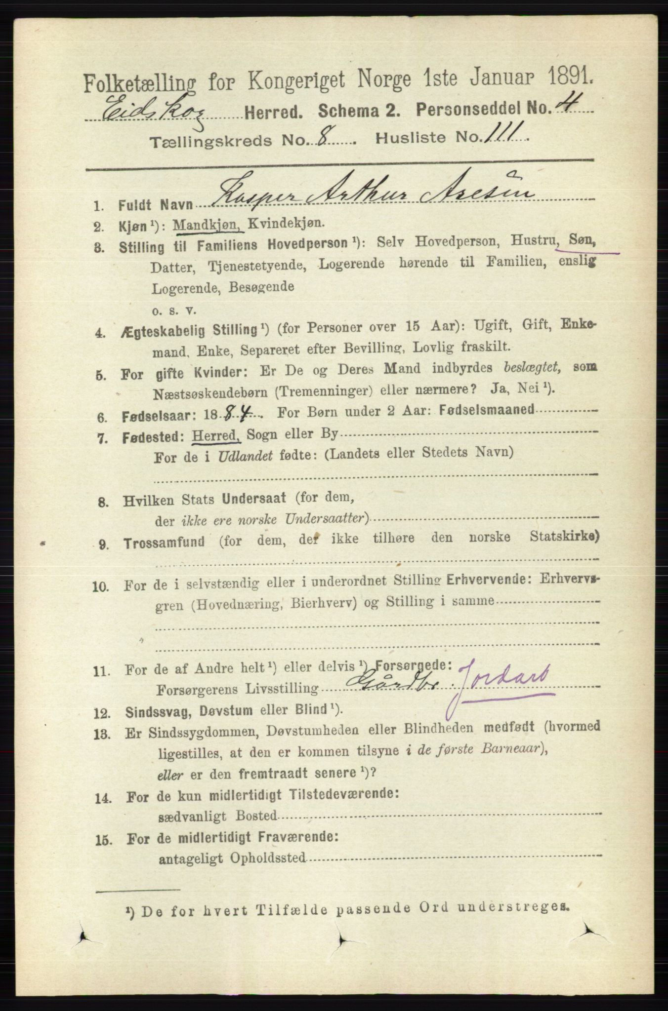 RA, 1891 census for 0420 Eidskog, 1891, p. 5182