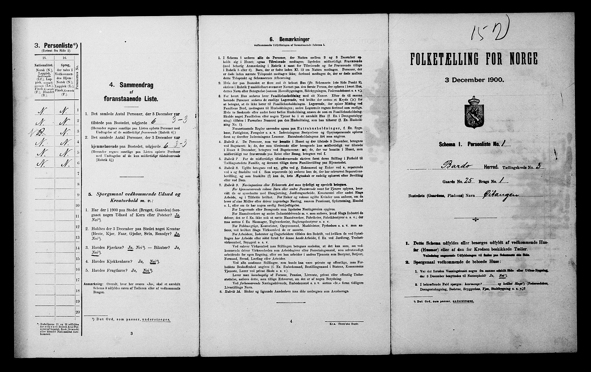 SATØ, 1900 census for Bardu, 1900, p. 125