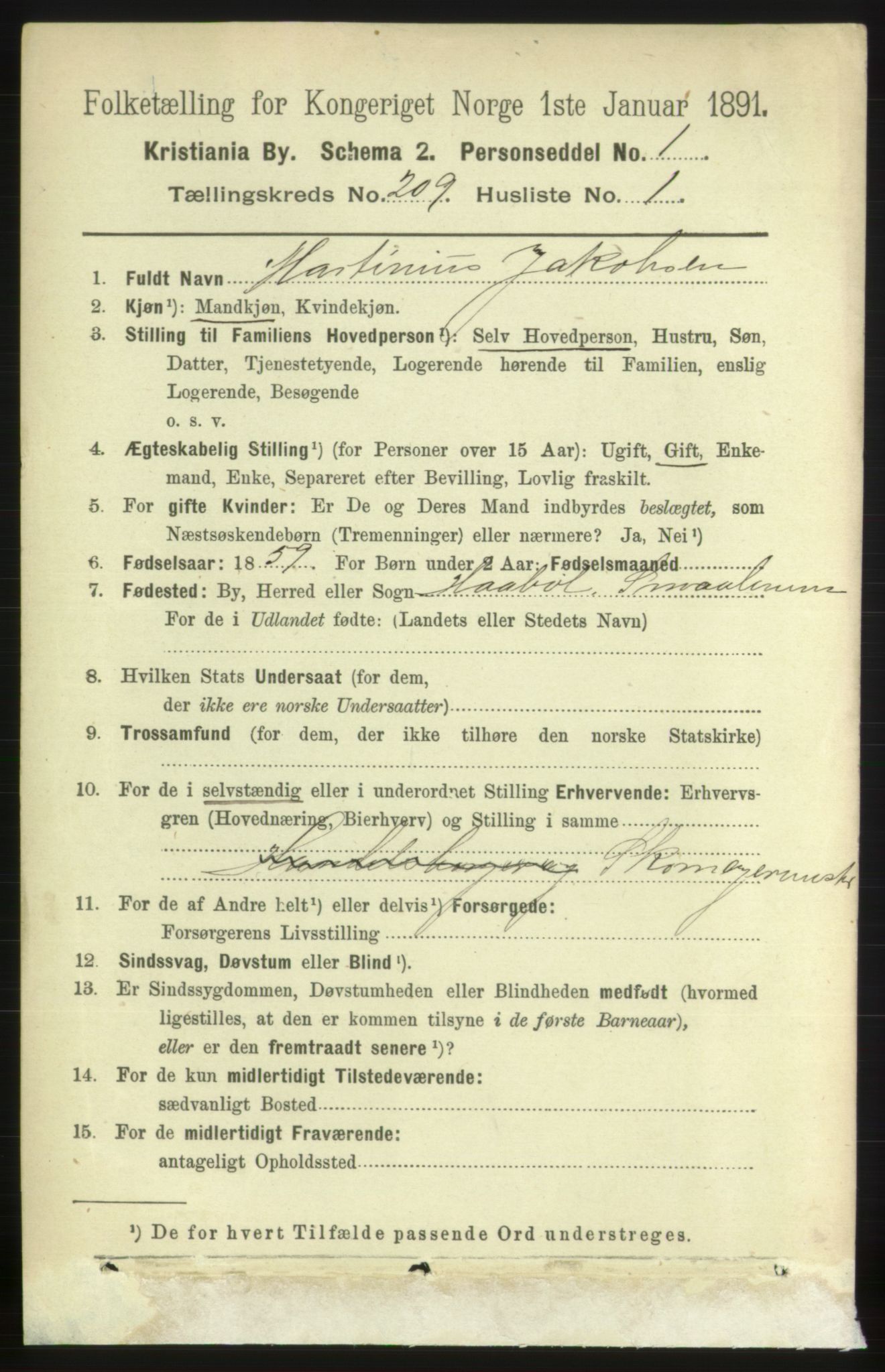 RA, 1891 census for 0301 Kristiania, 1891, p. 125082