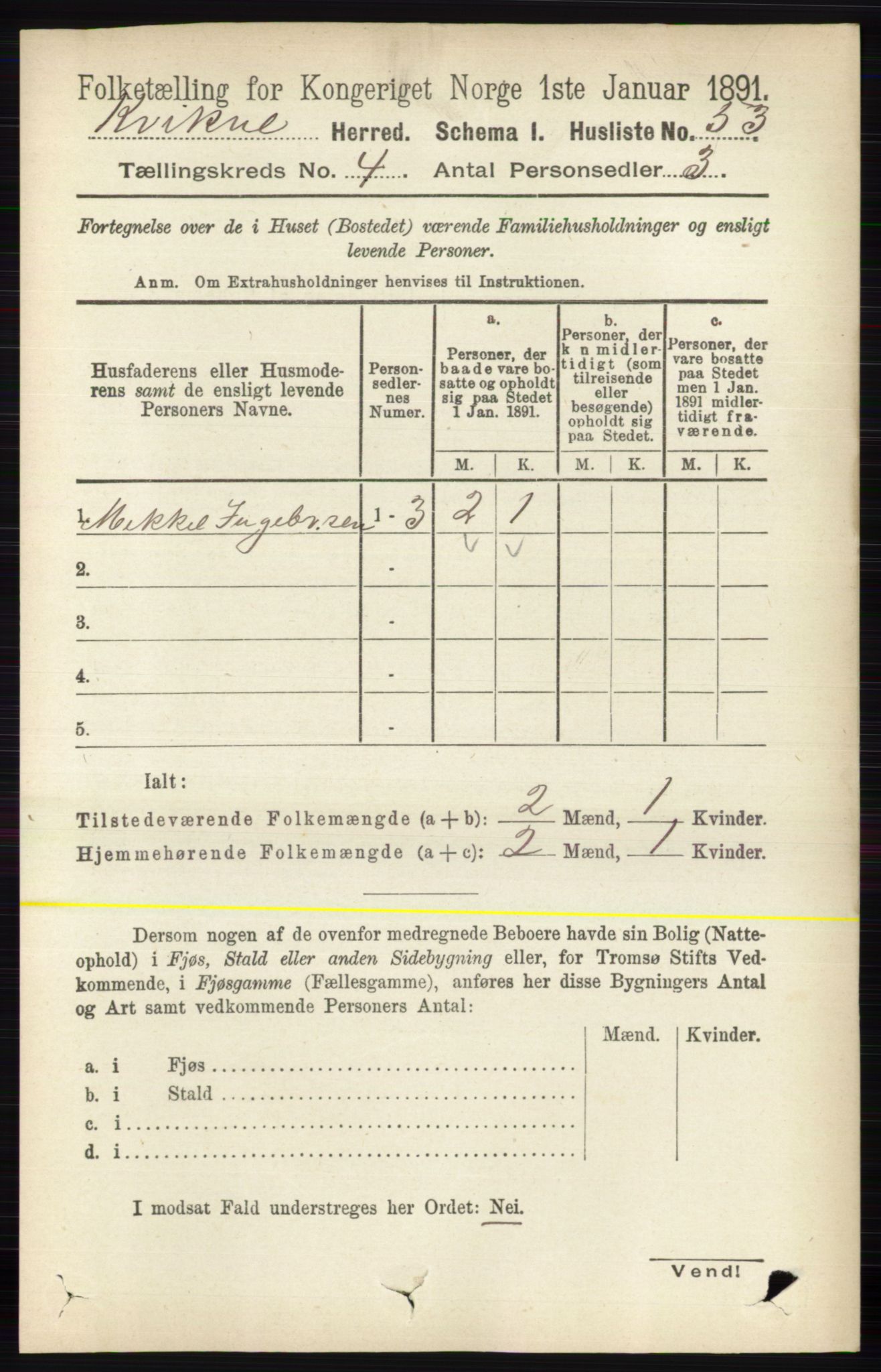 RA, 1891 census for 0440 Kvikne, 1891, p. 969