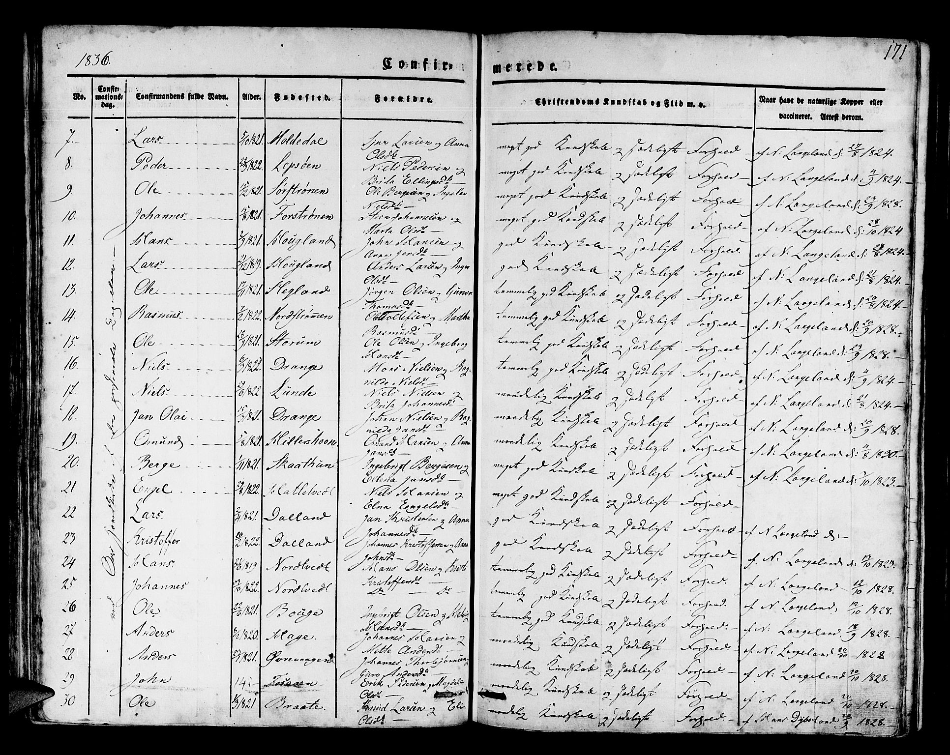 Os sokneprestembete, AV/SAB-A-99929: Parish register (official) no. A 14, 1826-1839, p. 171