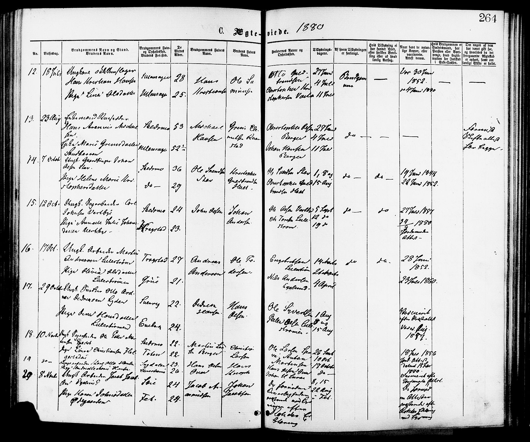 Skedsmo prestekontor Kirkebøker, SAO/A-10033a/F/Fa/L0012: Parish register (official) no. I 12, 1876-1883, p. 264