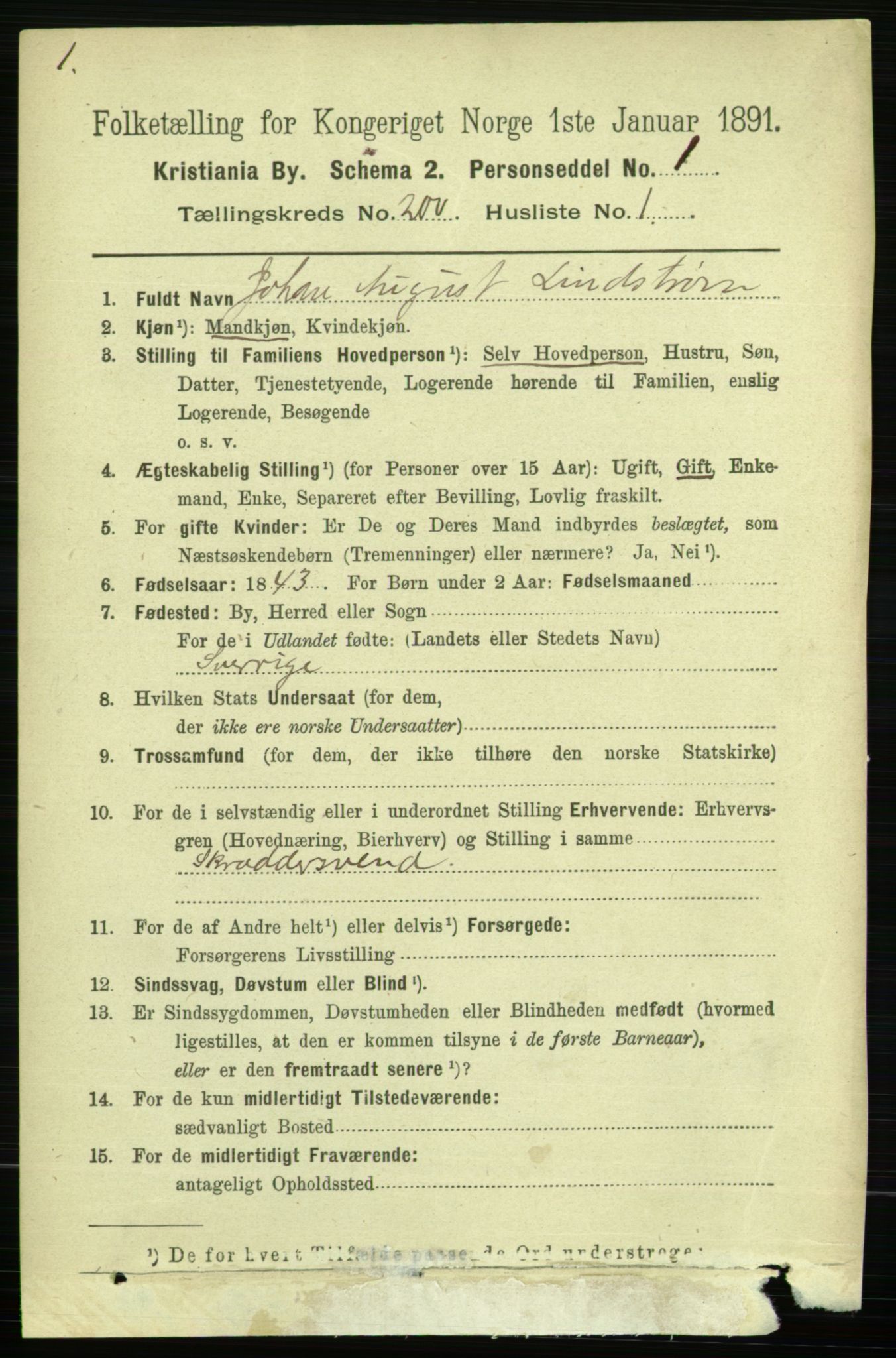 RA, 1891 census for 0301 Kristiania, 1891, p. 120326