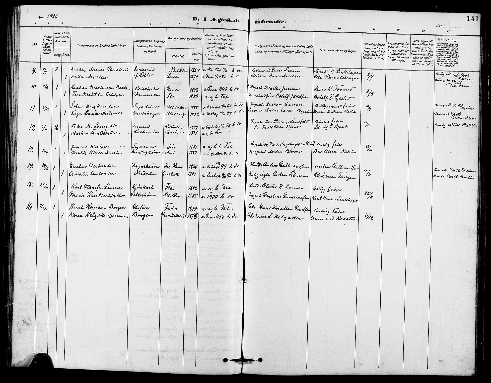 Fet prestekontor Kirkebøker, AV/SAO-A-10370a/G/Ga/L0007: Parish register (copy) no. I 7, 1892-1906, p. 141