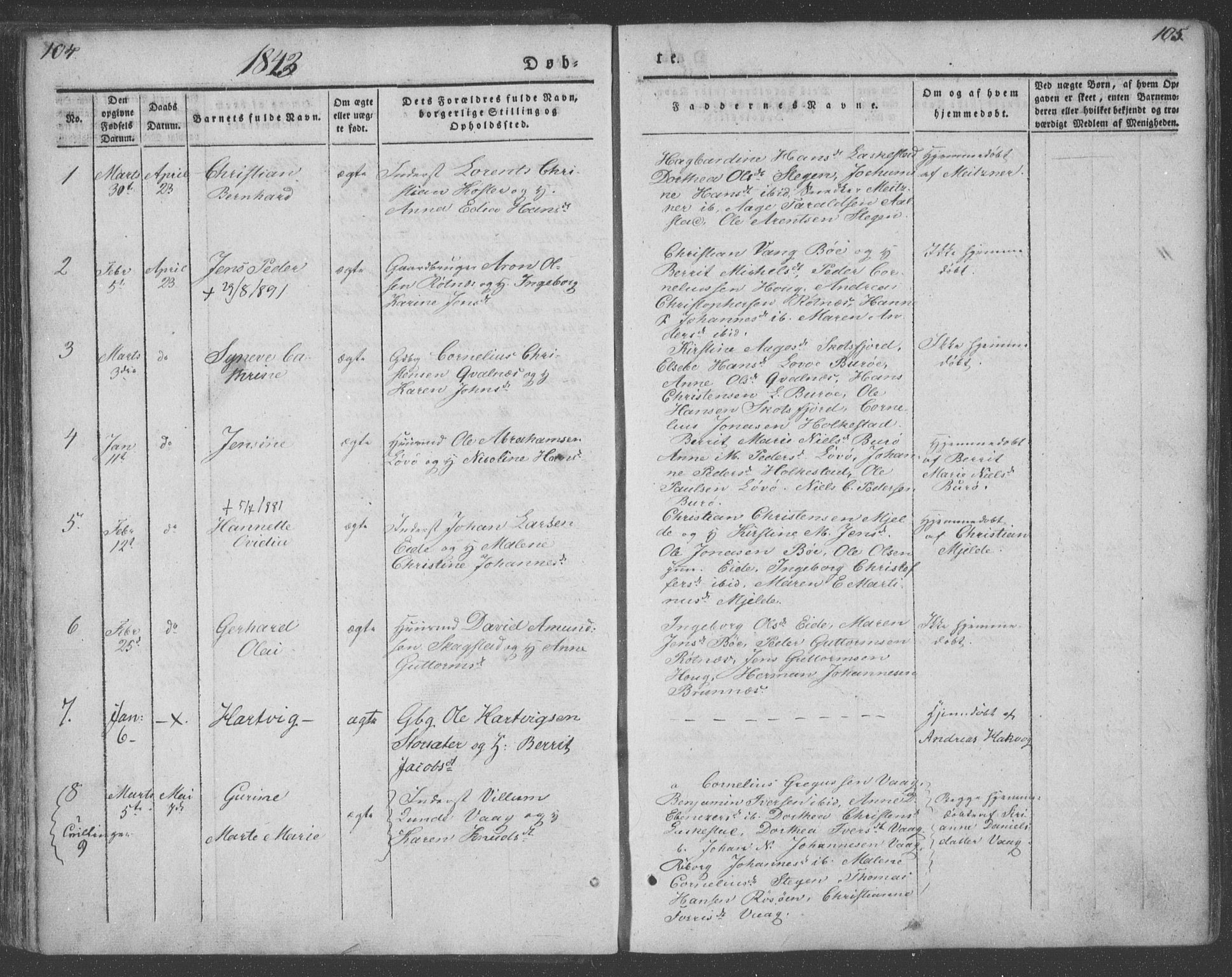 Ministerialprotokoller, klokkerbøker og fødselsregistre - Nordland, SAT/A-1459/855/L0799: Parish register (official) no. 855A07, 1834-1852, p. 104-105