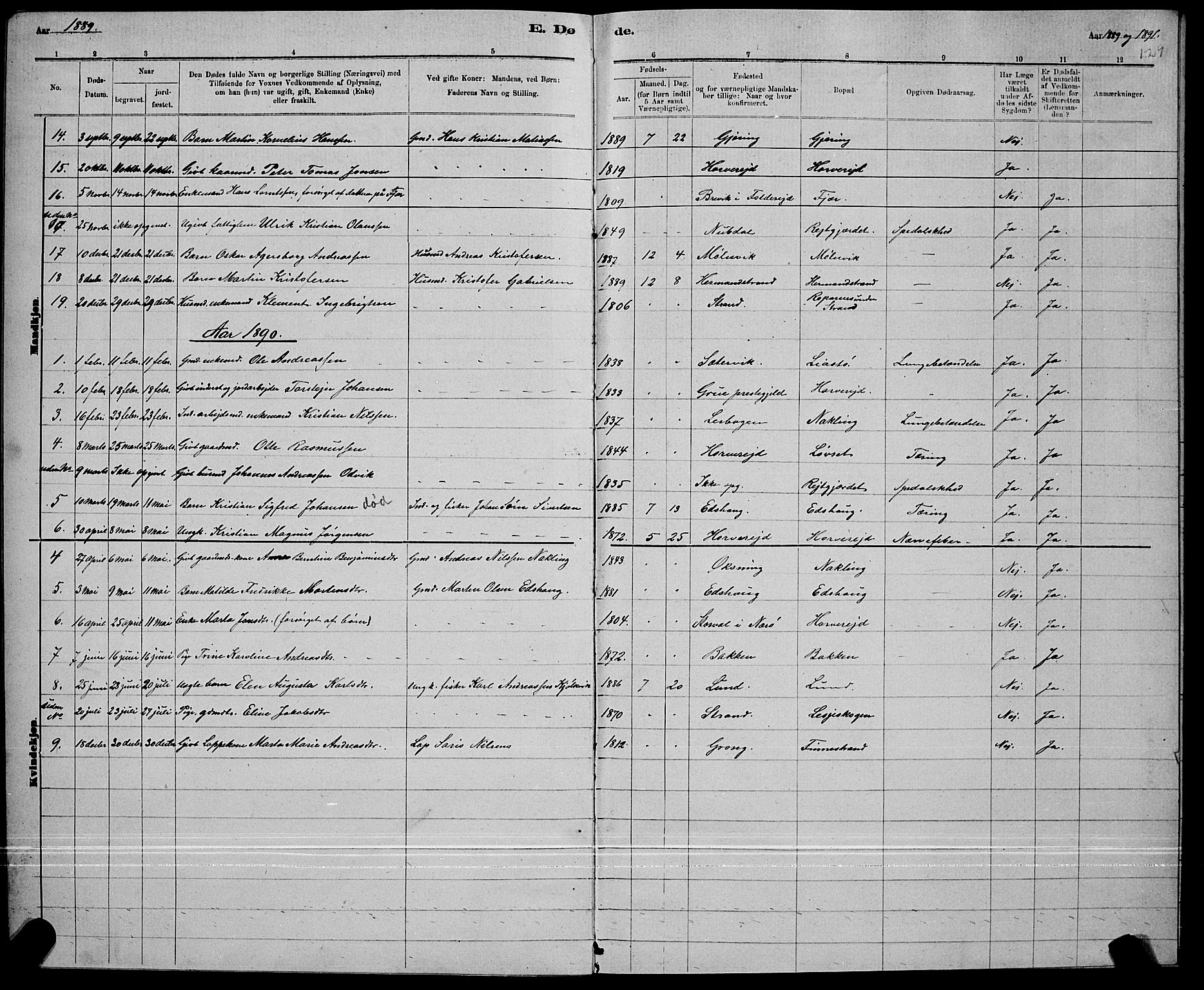 Ministerialprotokoller, klokkerbøker og fødselsregistre - Nord-Trøndelag, SAT/A-1458/780/L0651: Parish register (copy) no. 780C03, 1884-1898, p. 129