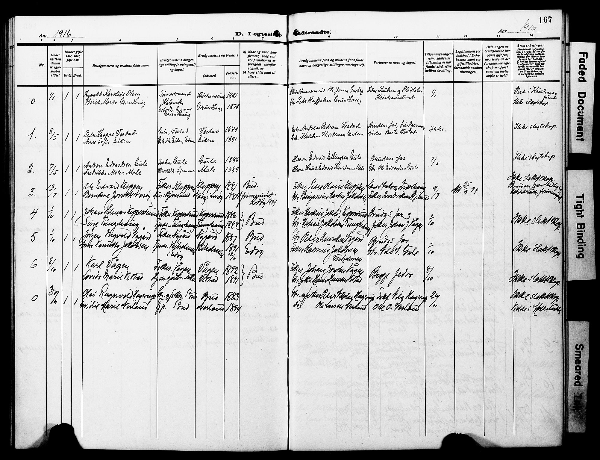 Ministerialprotokoller, klokkerbøker og fødselsregistre - Møre og Romsdal, AV/SAT-A-1454/566/L0774: Parish register (copy) no. 566C03, 1910-1929, p. 167