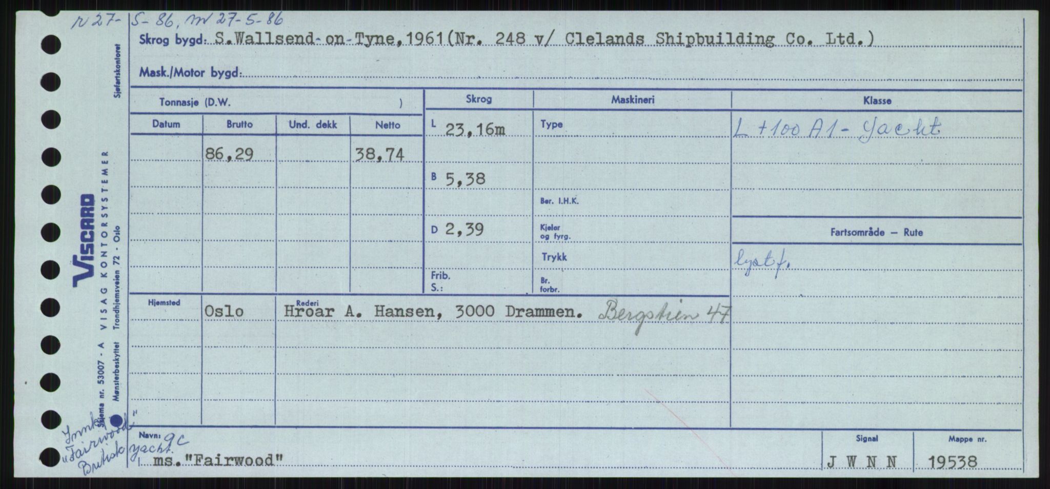 Sjøfartsdirektoratet med forløpere, Skipsmålingen, RA/S-1627/H/Ha/L0002/0001: Fartøy, Eik-Hill / Fartøy, Eik-F, p. 267