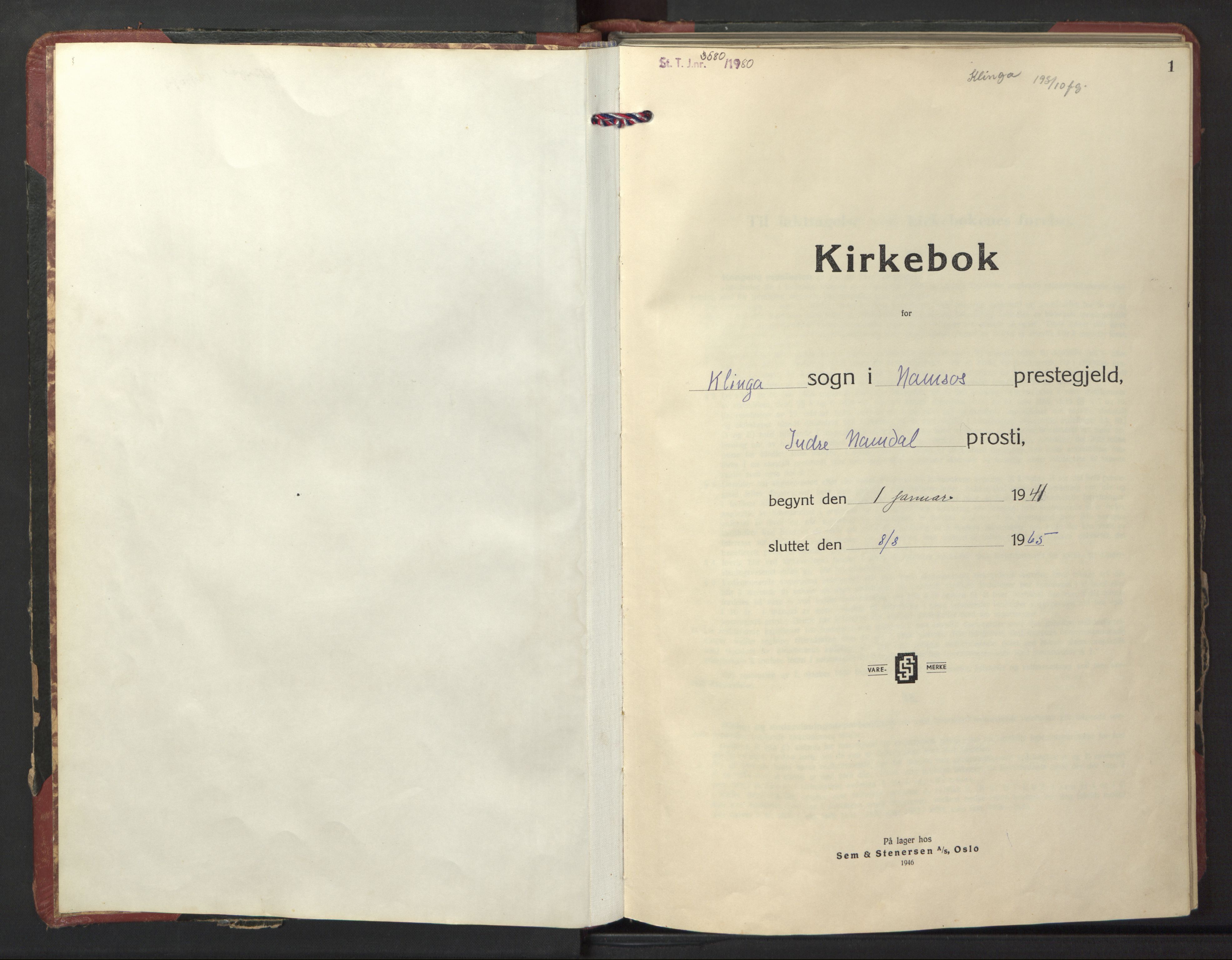 Ministerialprotokoller, klokkerbøker og fødselsregistre - Nord-Trøndelag, AV/SAT-A-1458/770/L0592: Parish register (copy) no. 770C03, 1941-1950, p. 1