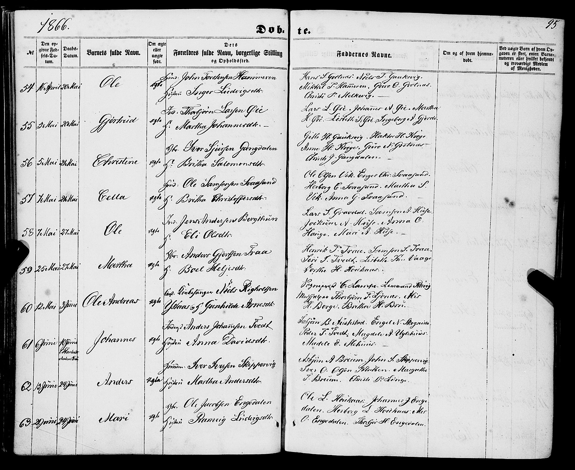 Strandebarm sokneprestembete, AV/SAB-A-78401/H/Haa: Parish register (official) no. A 8, 1858-1872, p. 95