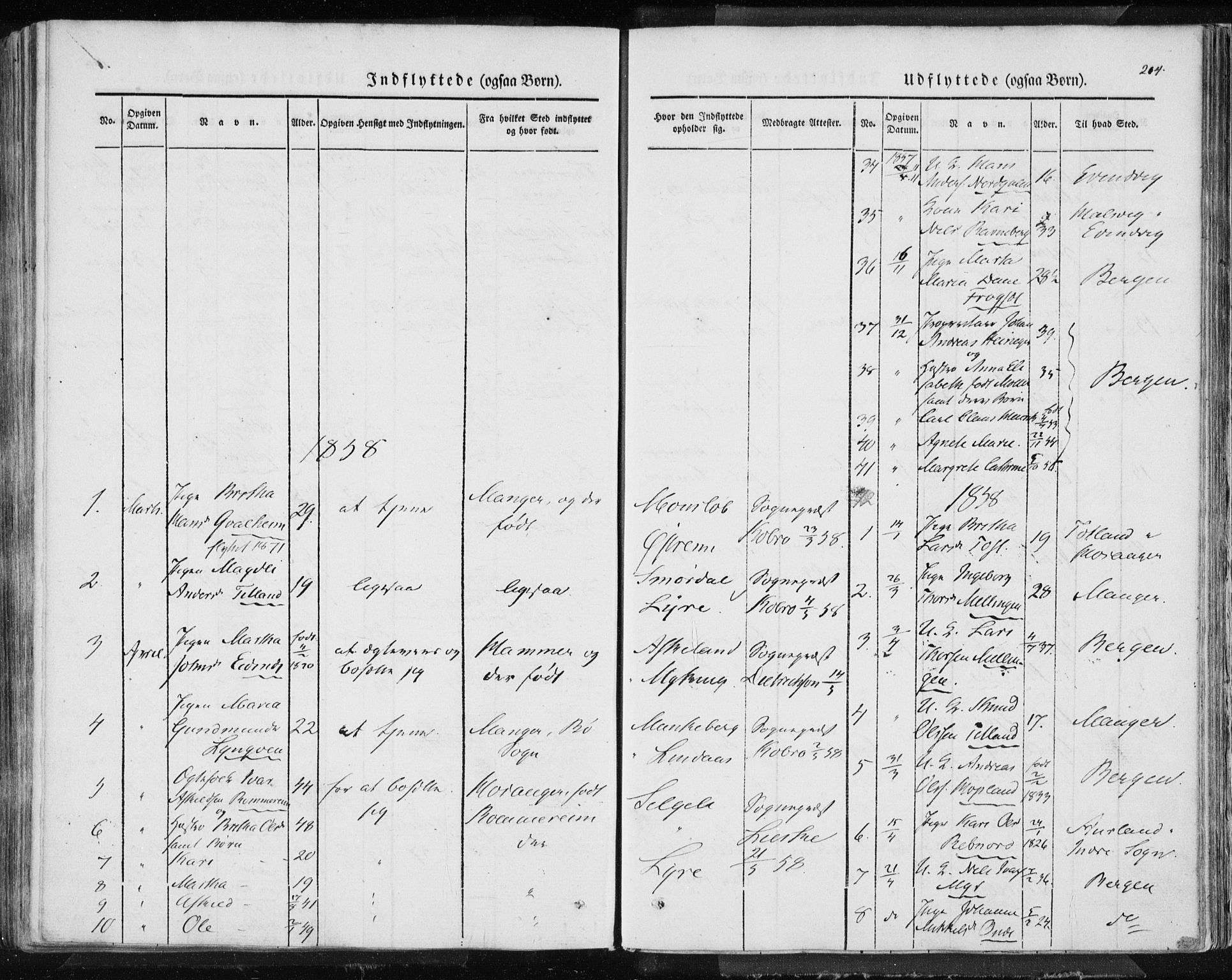 Lindås Sokneprestembete, SAB/A-76701/H/Haa: Parish register (official) no. A 10, 1842-1862, p. 204