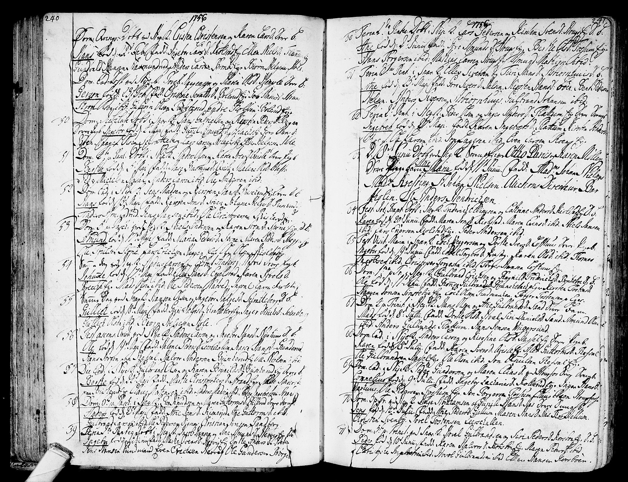 Modum kirkebøker, AV/SAKO-A-234/F/Fa/L0002: Parish register (official) no. 2, 1741-1782, p. 240-241