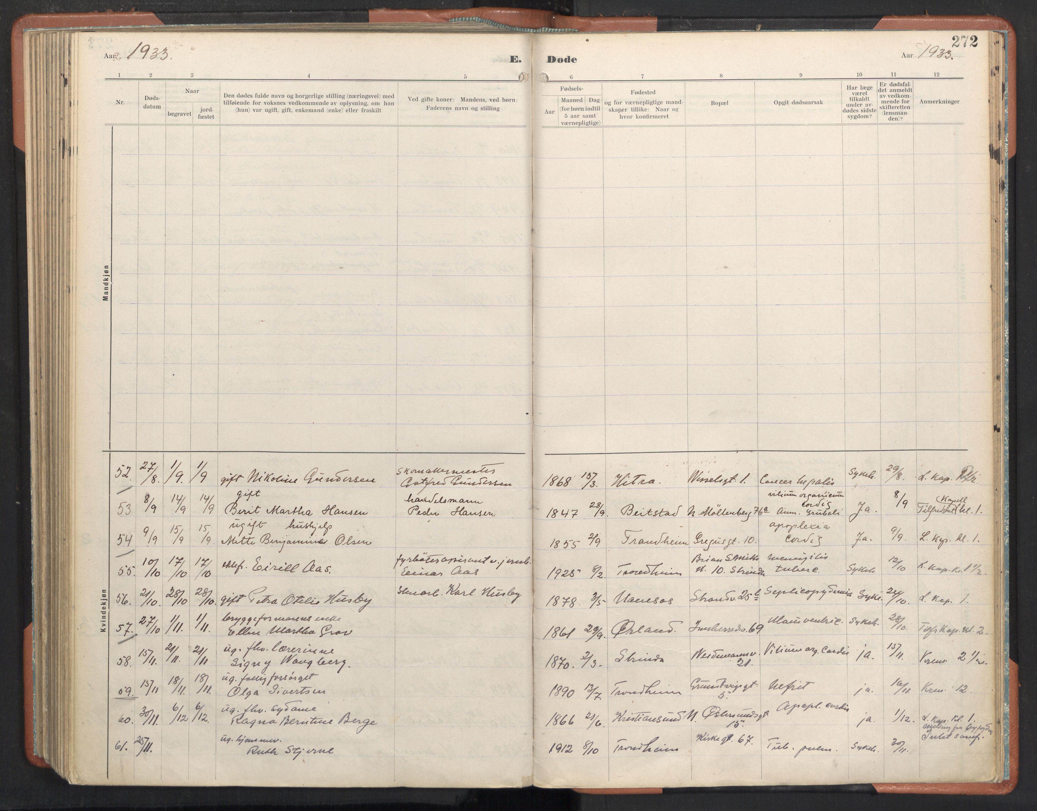Ministerialprotokoller, klokkerbøker og fødselsregistre - Sør-Trøndelag, SAT/A-1456/605/L0245: Parish register (official) no. 605A07, 1916-1938, p. 272