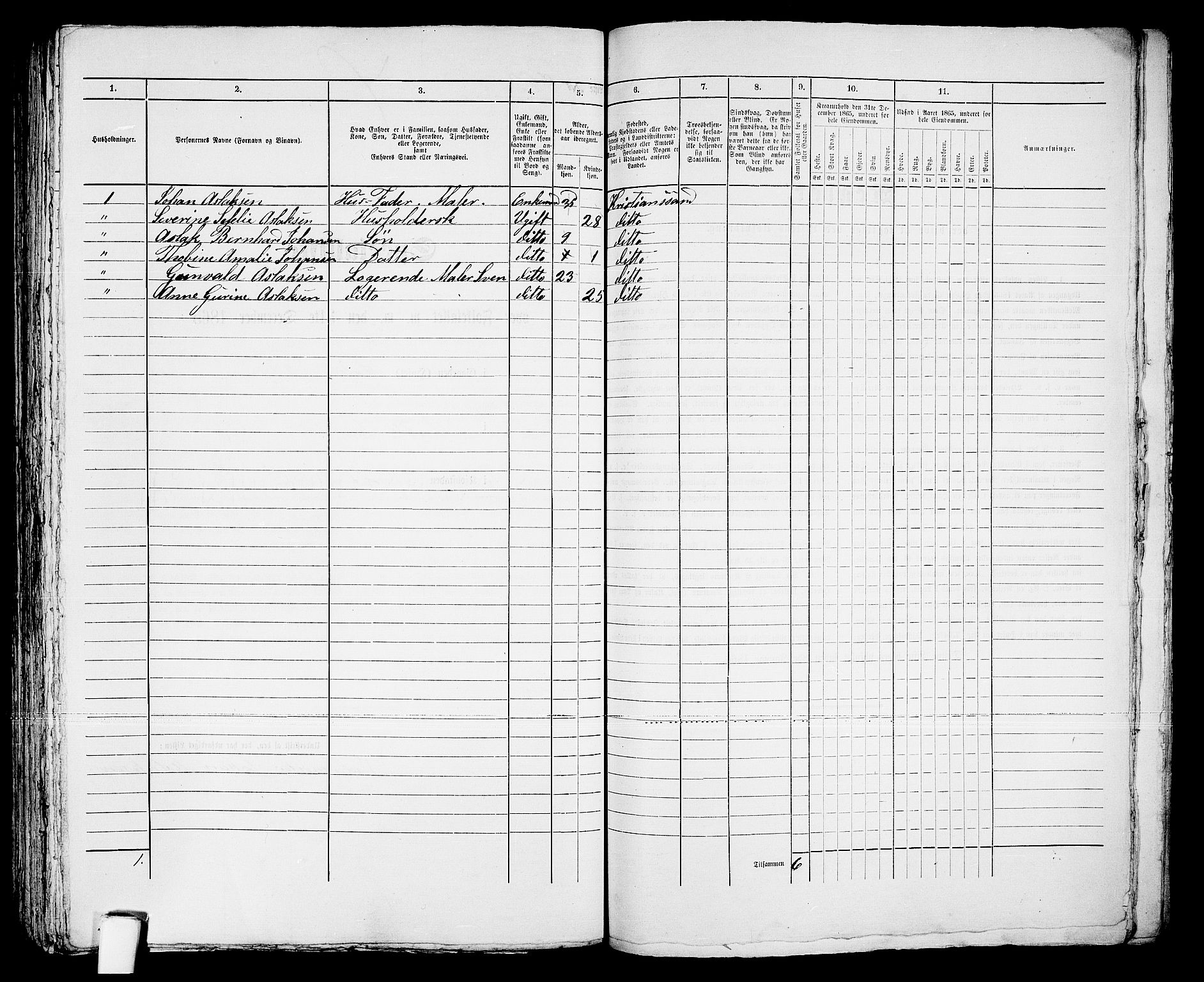 RA, 1865 census for Kristiansand, 1865, p. 947