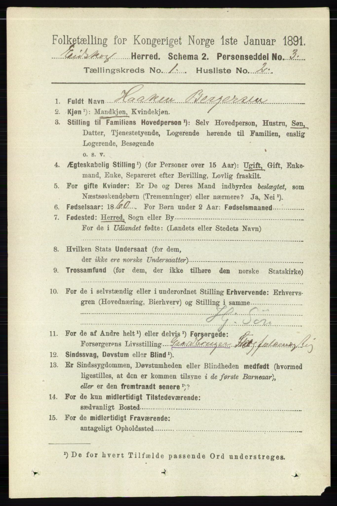 RA, 1891 census for 0420 Eidskog, 1891, p. 100