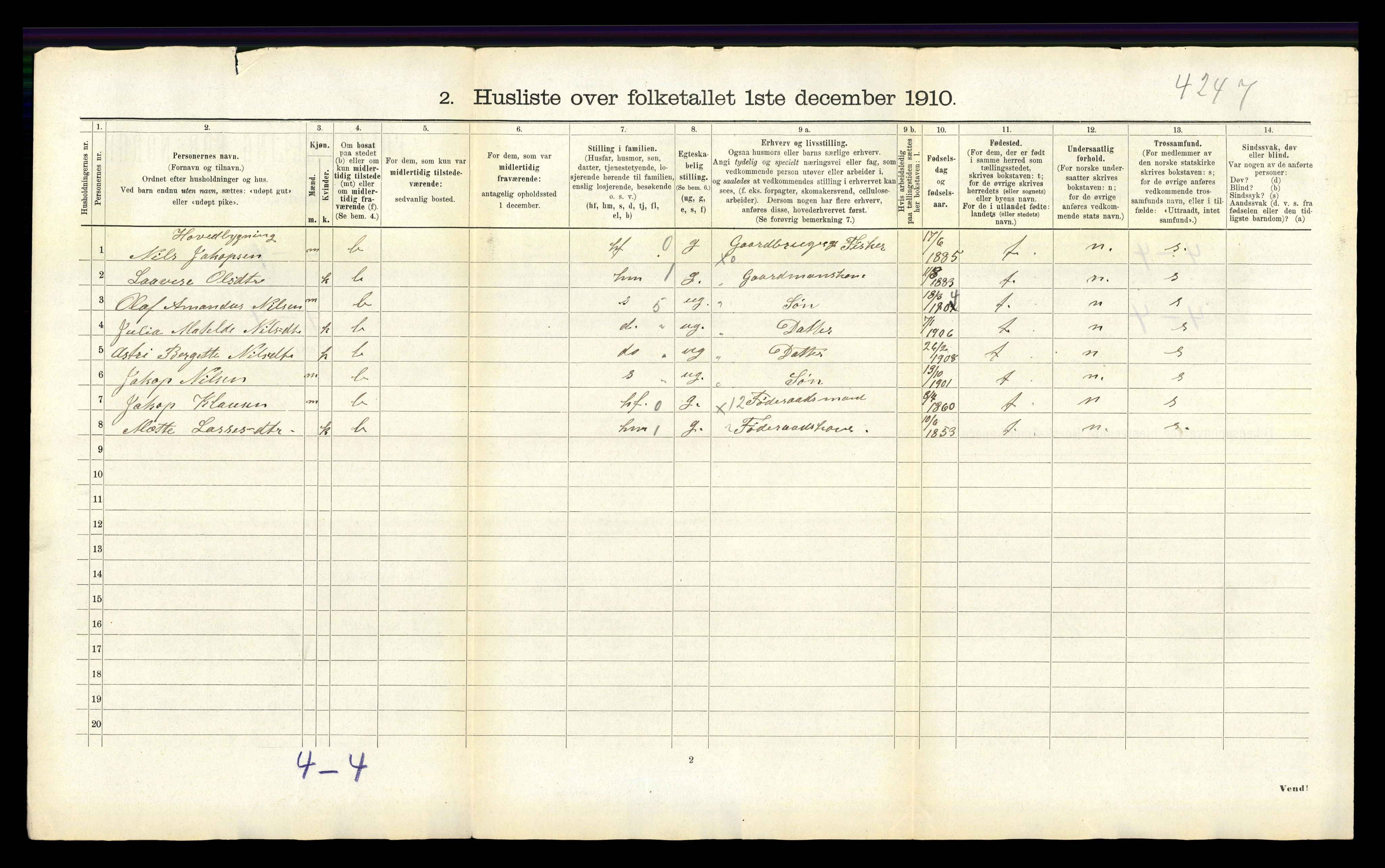 RA, 1910 census for Gulen, 1910, p. 1037