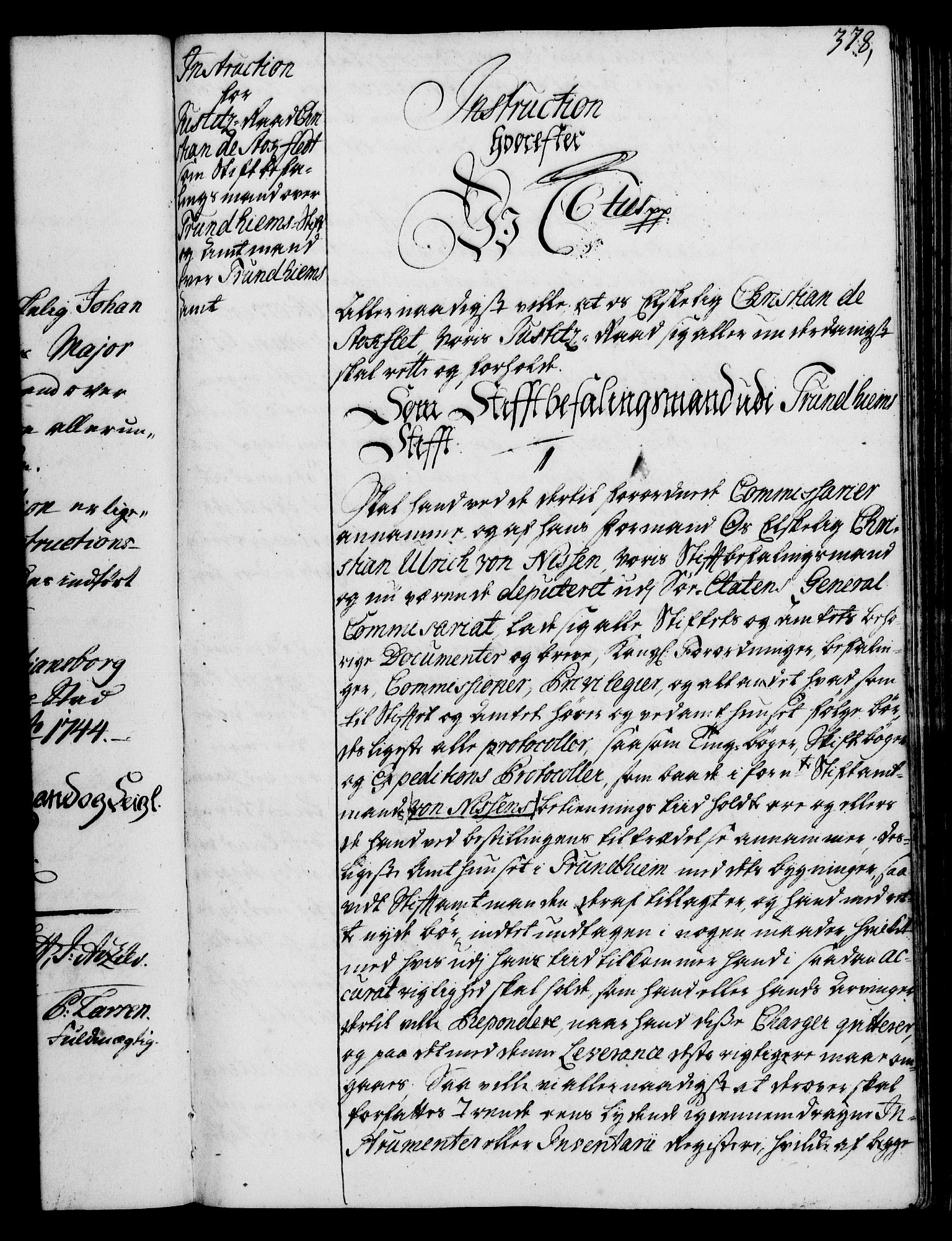 Rentekammeret, Kammerkanselliet, RA/EA-3111/G/Gg/Ggi/L0002: Norsk instruksjonsprotokoll med register (merket RK 53.35), 1729-1751, p. 378