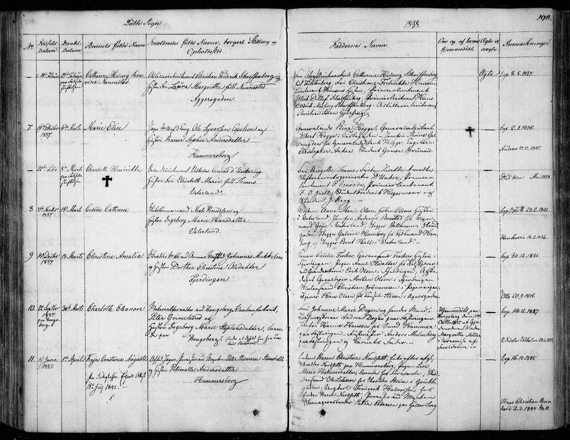 Garnisonsmenigheten Kirkebøker, SAO/A-10846/F/Fa/L0006: Parish register (official) no. 6, 1828-1841, p. 198