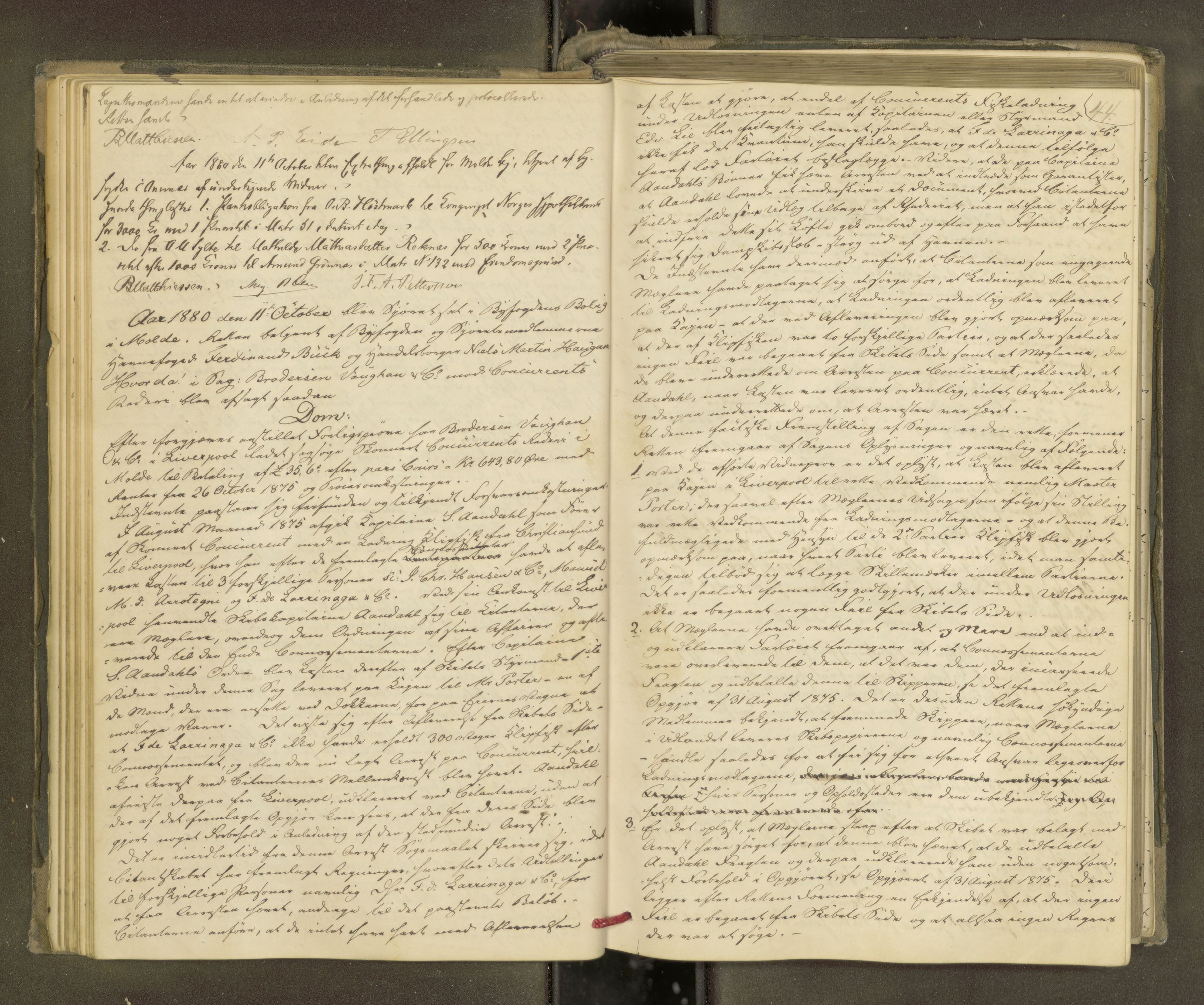 Molde byfogd, AV/SAT-A-0025/1/1A/L0012: Justisprotokoll, 1879-1890, p. 43b-44a