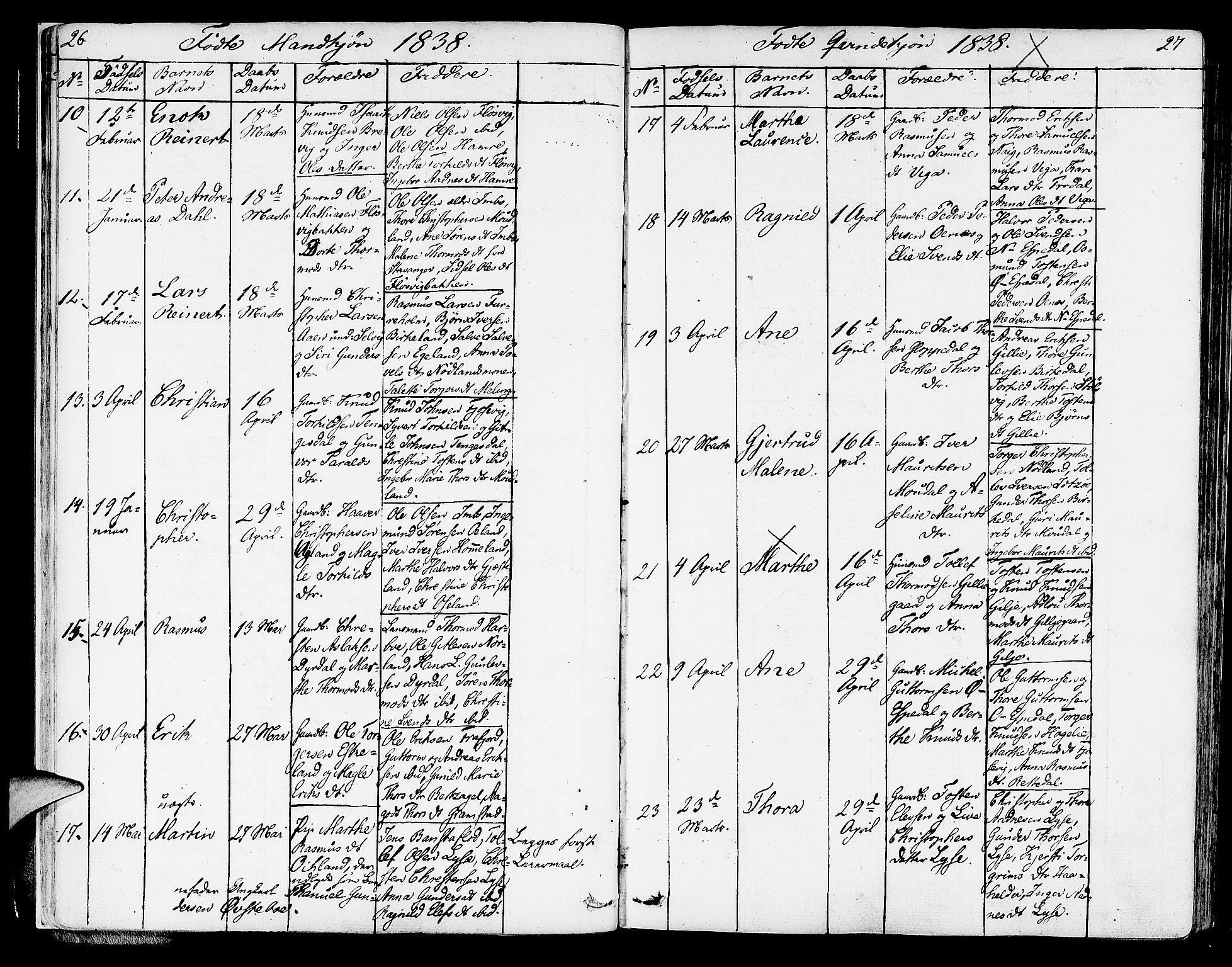 Strand sokneprestkontor, SAST/A-101828/H/Ha/Haa/L0005: Parish register (official) no. A 5, 1833-1854, p. 26-27
