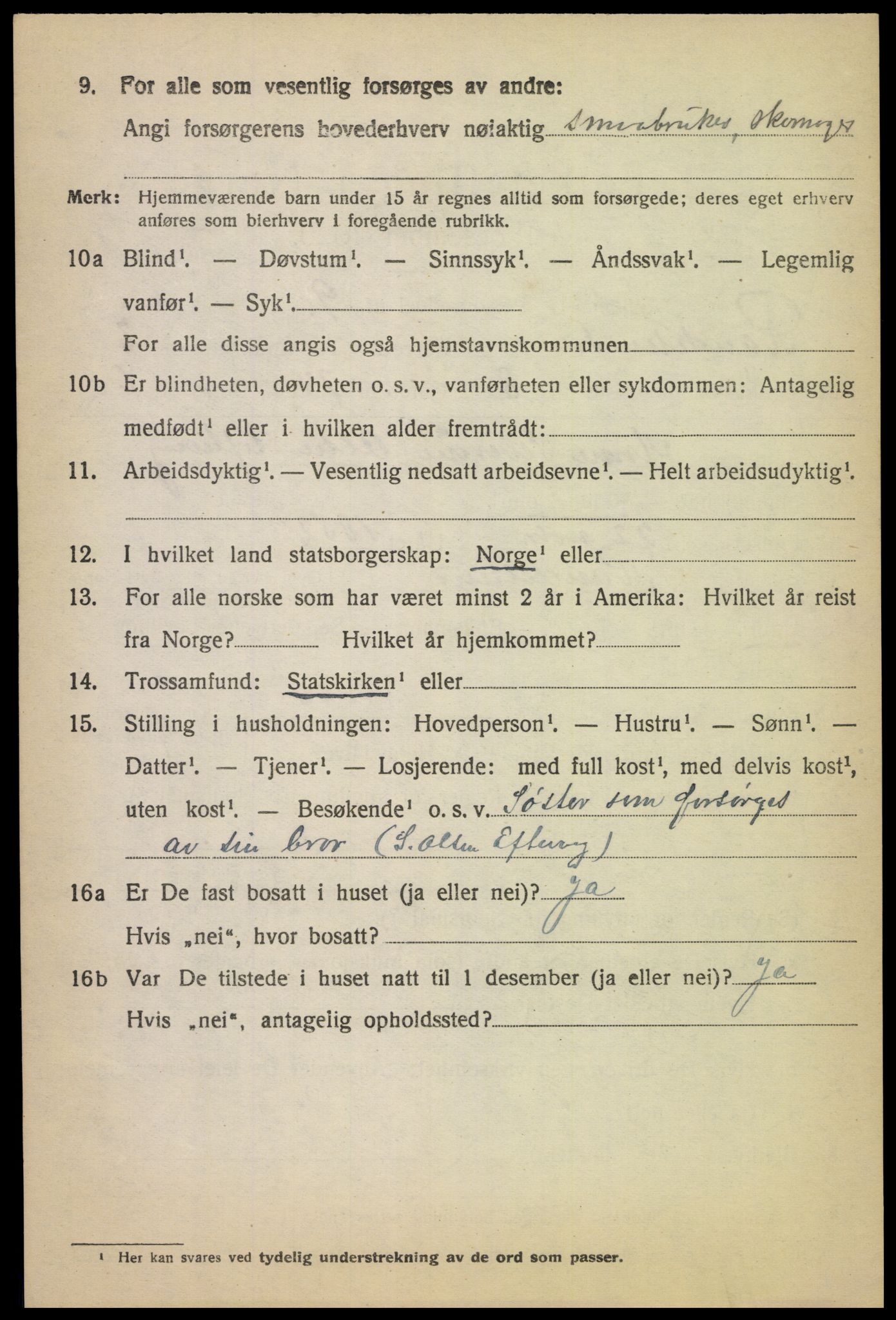 SAK, 1920 census for Randesund, 1920, p. 1161