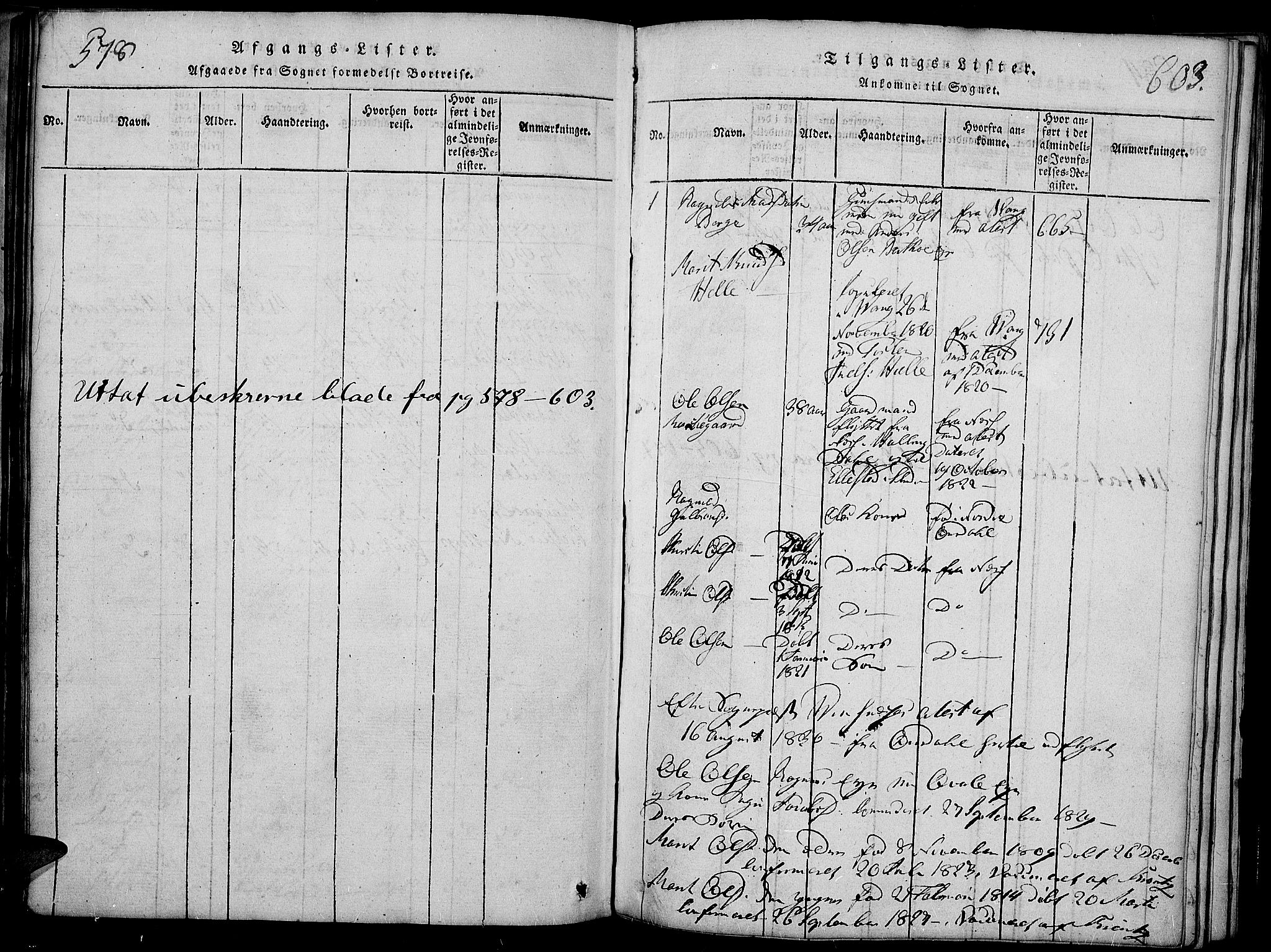 Slidre prestekontor, SAH/PREST-134/H/Ha/Haa/L0002: Parish register (official) no. 2, 1814-1830, p. 578-603