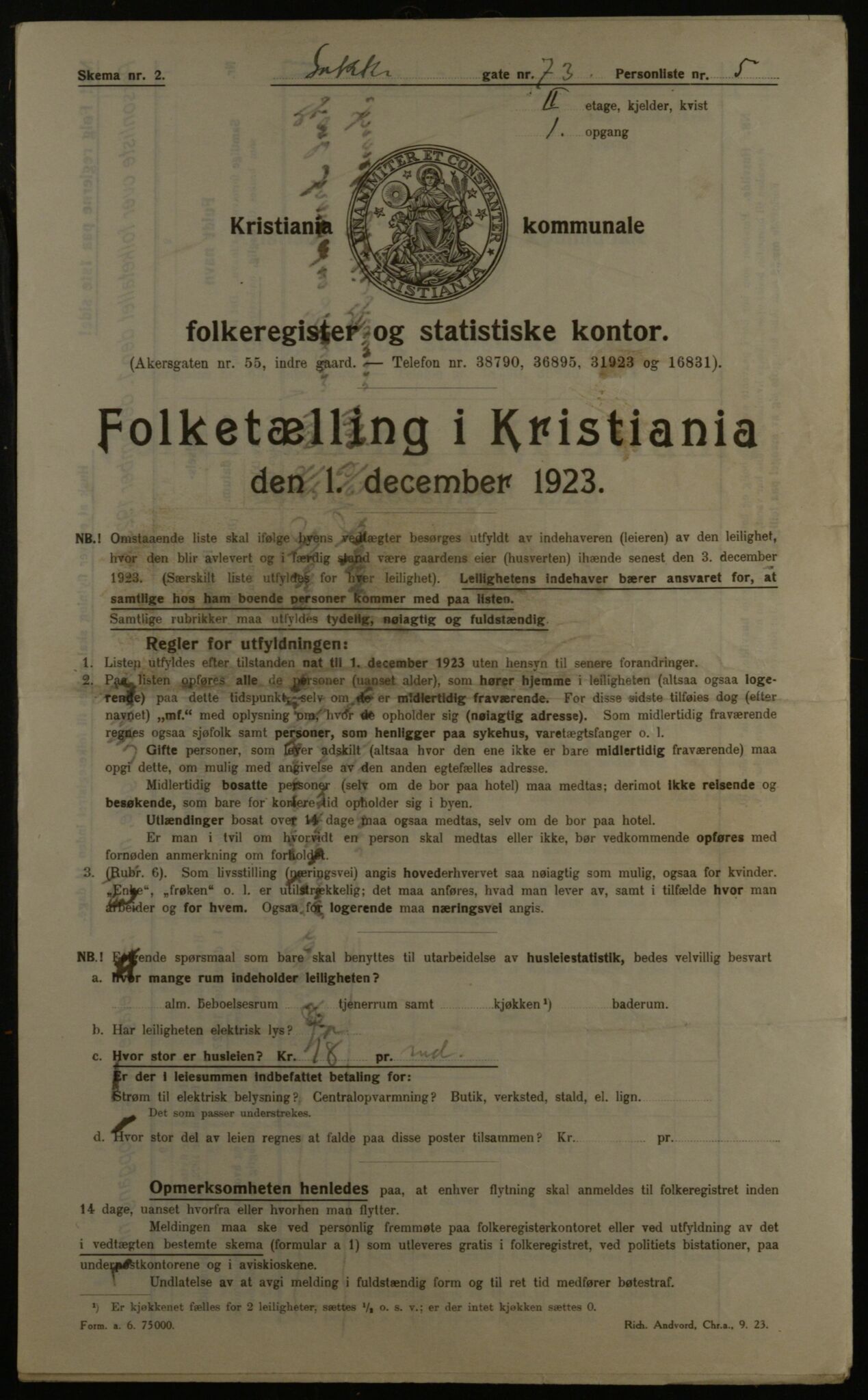 OBA, Municipal Census 1923 for Kristiania, 1923, p. 62396