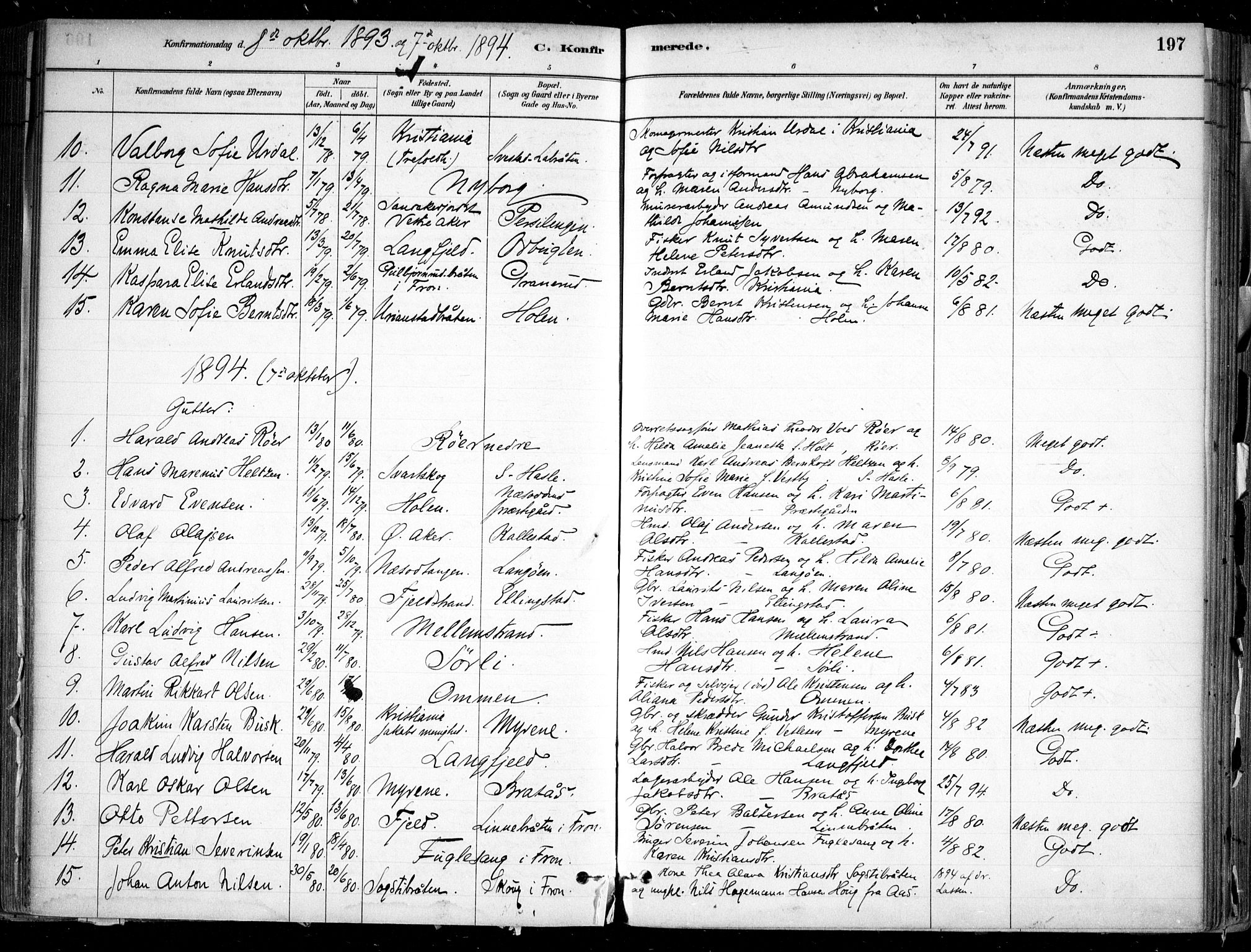 Nesodden prestekontor Kirkebøker, SAO/A-10013/F/Fa/L0009: Parish register (official) no. I 9, 1880-1915, p. 197
