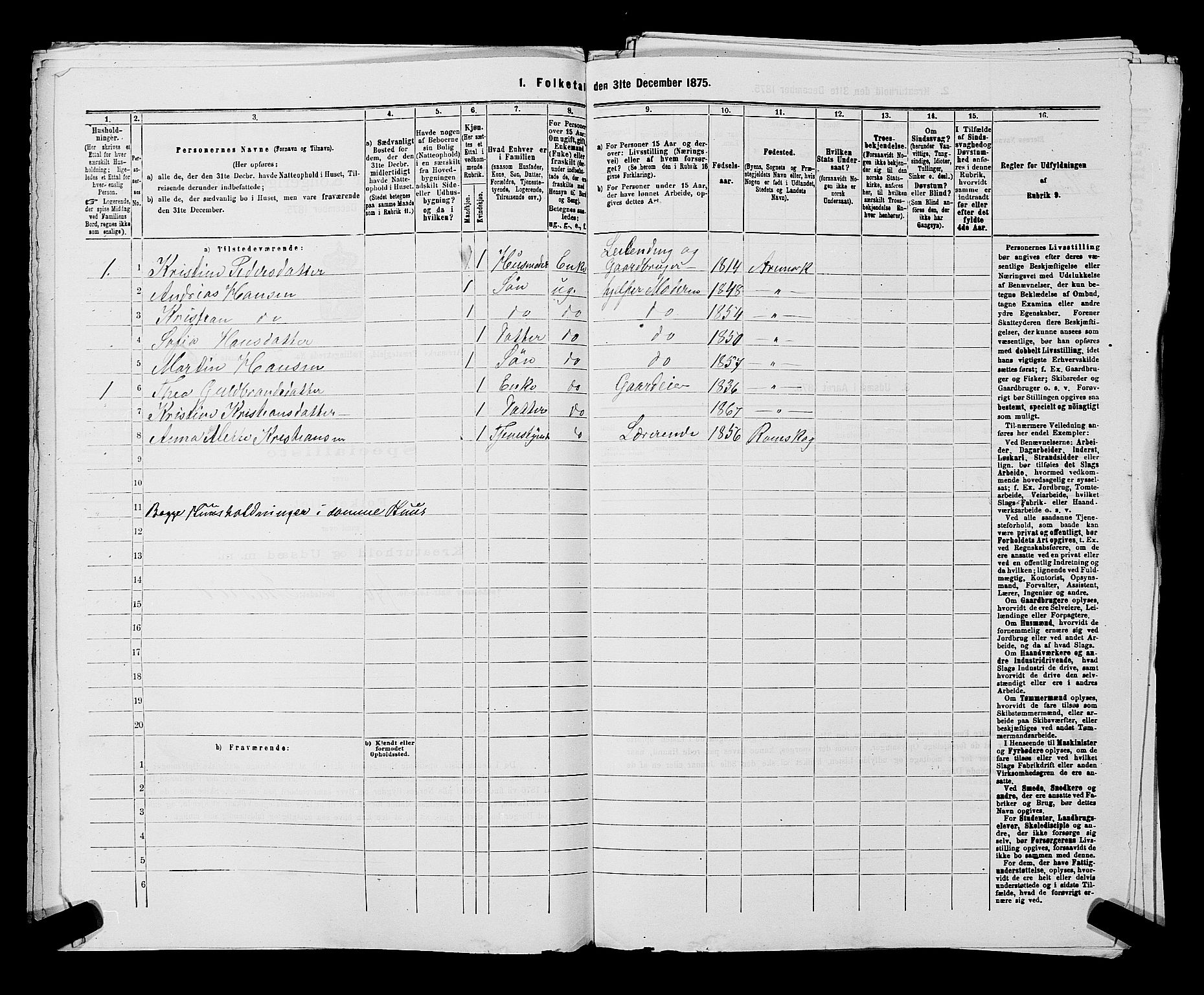 RA, 1875 census for 0118P Aremark, 1875, p. 985