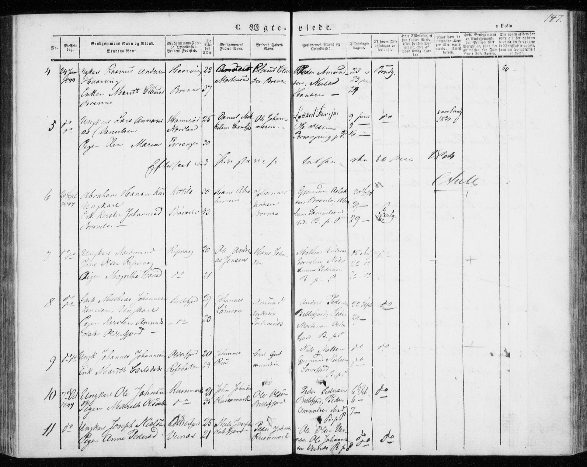 Kistrand/Porsanger sokneprestembete, SATØ/S-1351/H/Ha/L0004.kirke: Parish register (official) no. 4, 1843-1860, p. 147