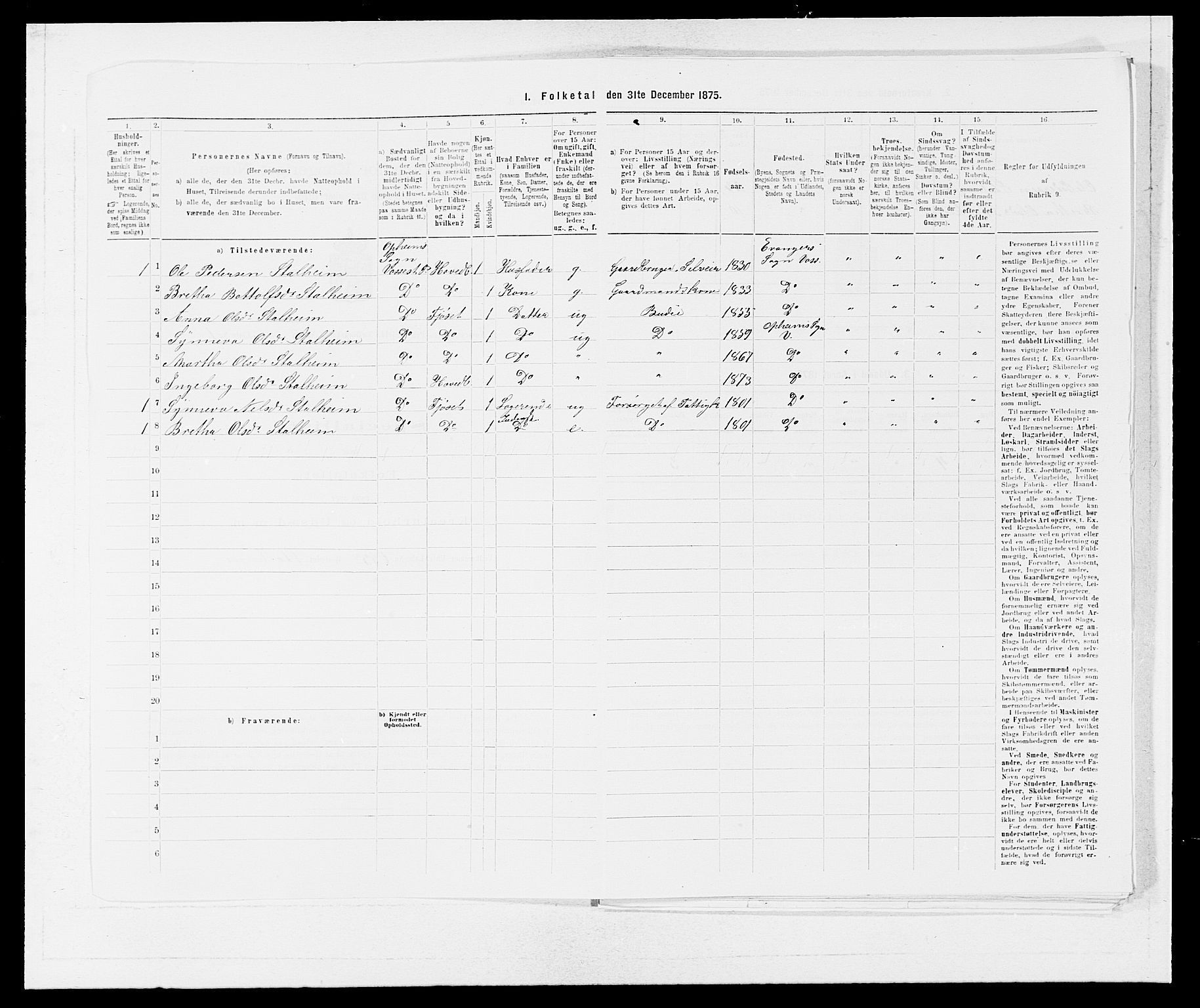 SAB, 1875 census for 1236P Vossestrand, 1875, p. 600