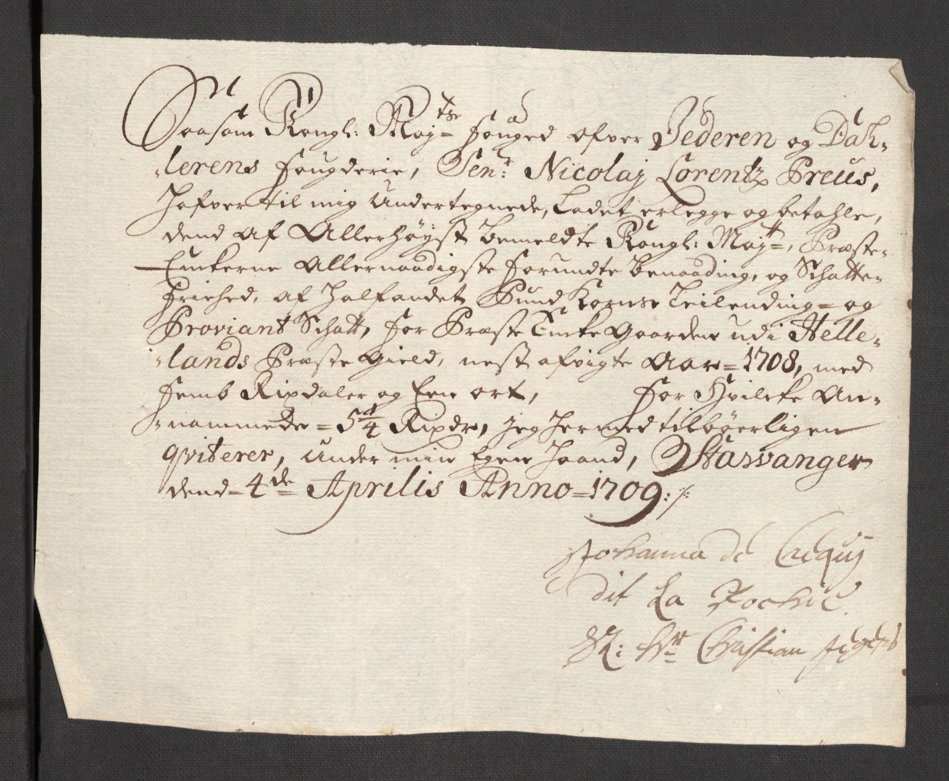 Rentekammeret inntil 1814, Reviderte regnskaper, Fogderegnskap, RA/EA-4092/R46/L2733: Fogderegnskap Jæren og Dalane, 1705-1708, p. 379