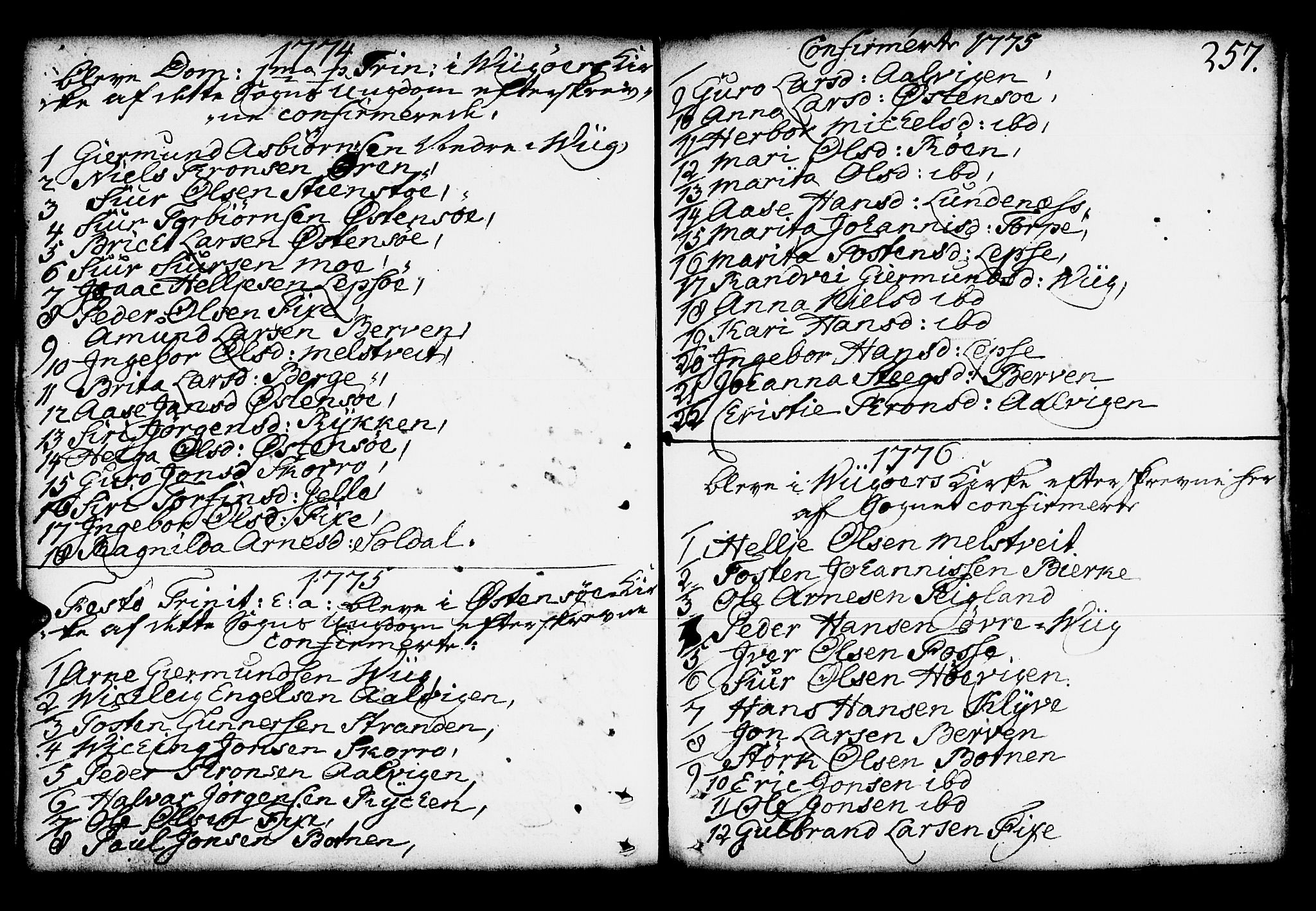 Kvam sokneprestembete, SAB/A-76201/H/Haa: Parish register (official) no. A 4, 1743-1795, p. 257