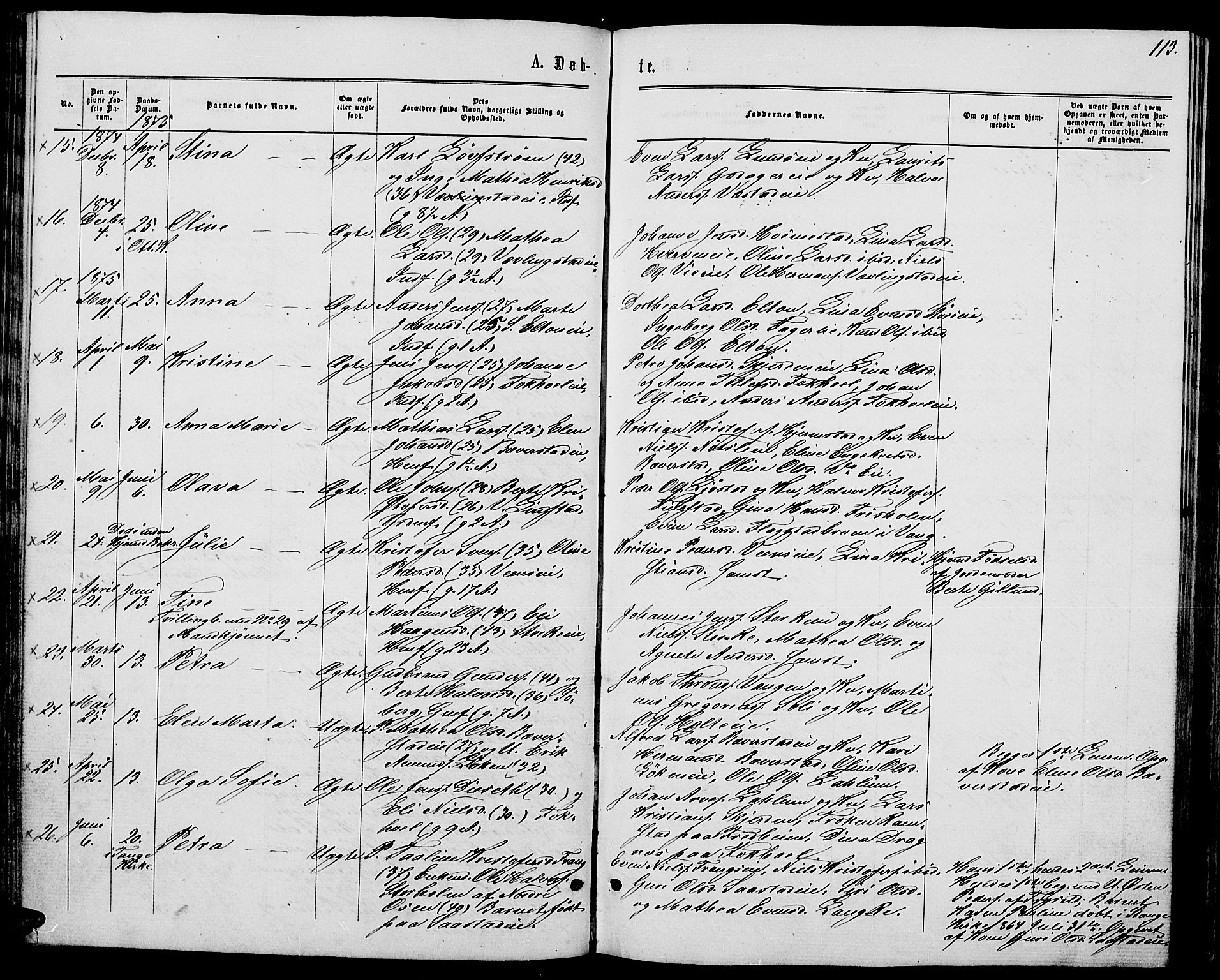 Stange prestekontor, AV/SAH-PREST-002/L/L0006: Parish register (copy) no. 6, 1864-1882, p. 113