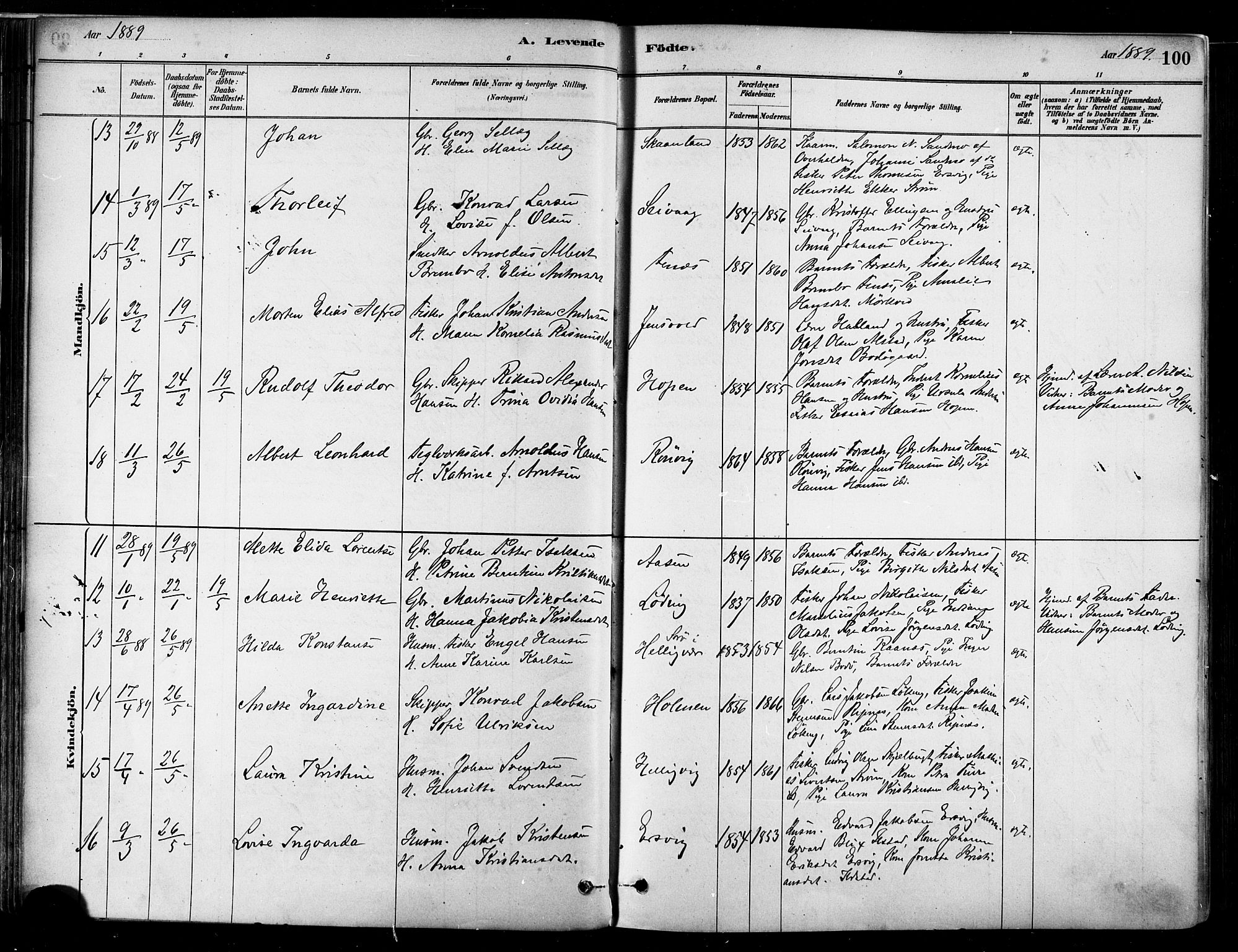Ministerialprotokoller, klokkerbøker og fødselsregistre - Nordland, SAT/A-1459/802/L0054: Parish register (official) no. 802A01, 1879-1893, p. 100