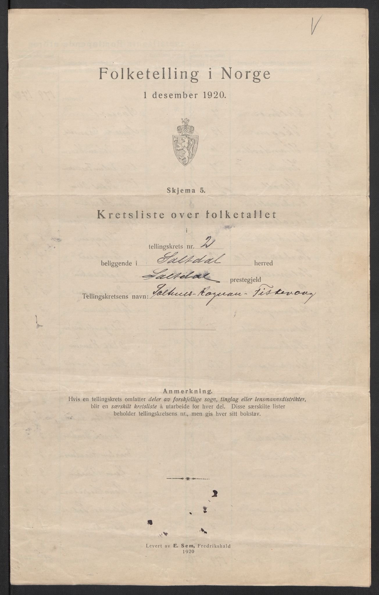 SAT, 1920 census for Saltdal, 1920, p. 29