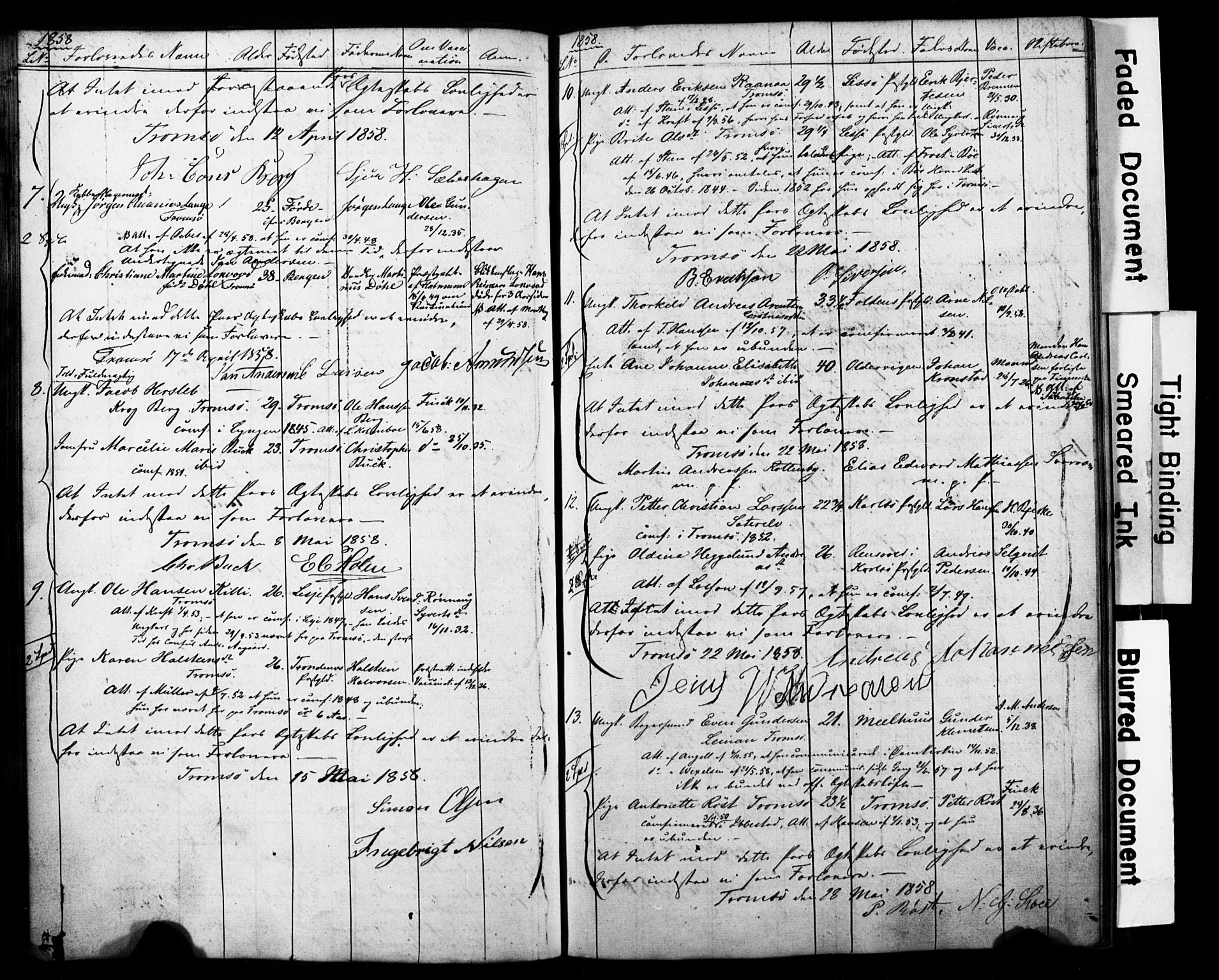 Tromsø sokneprestkontor/stiftsprosti/domprosti, SATØ/S-1343/H/Hc/L0097: Banns register no. 3, 1851-1872