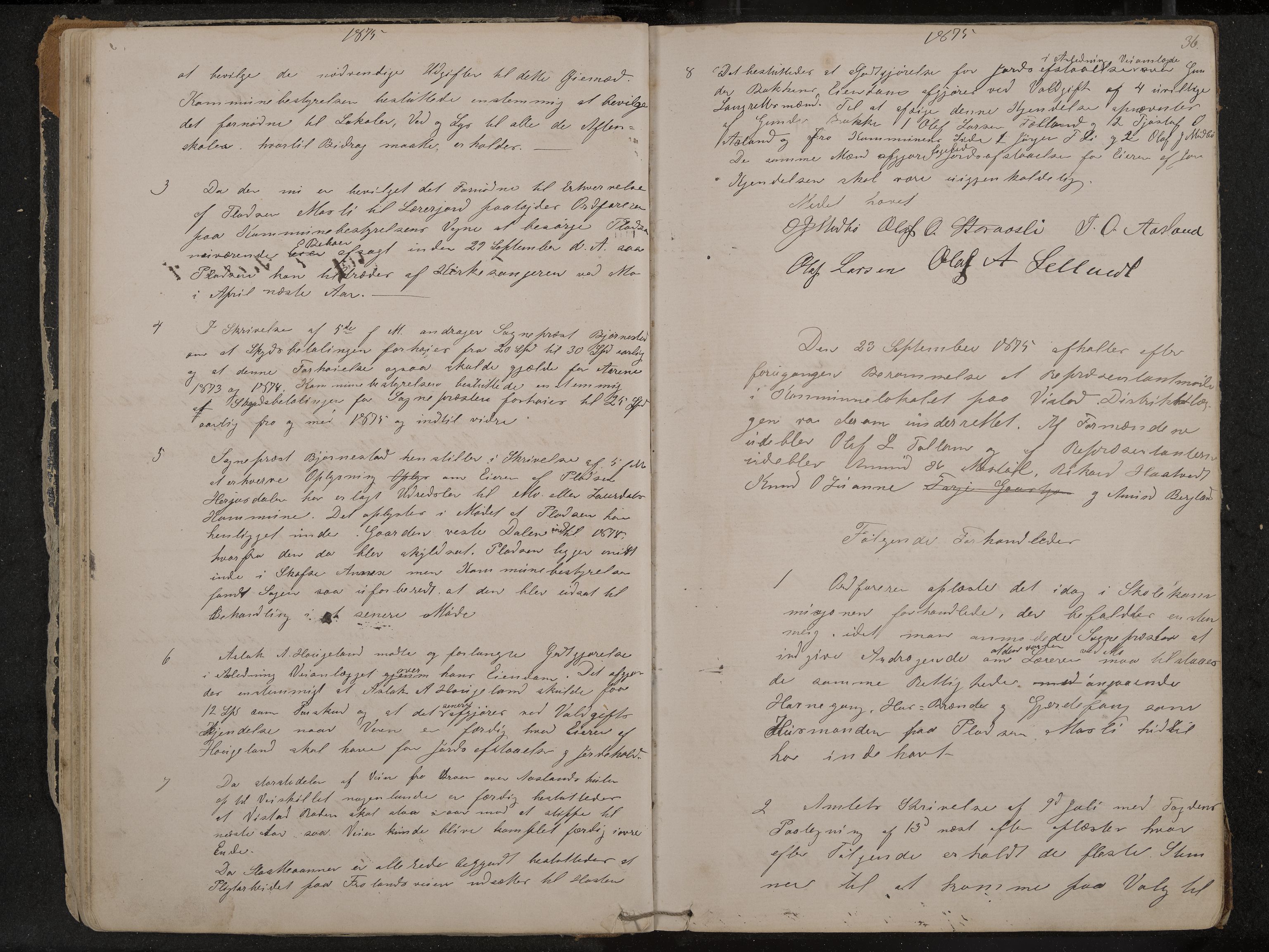 Mo formannskap og sentraladministrasjon, IKAK/0832021/A/L0002: Møtebok, 1869-1886, p. 36