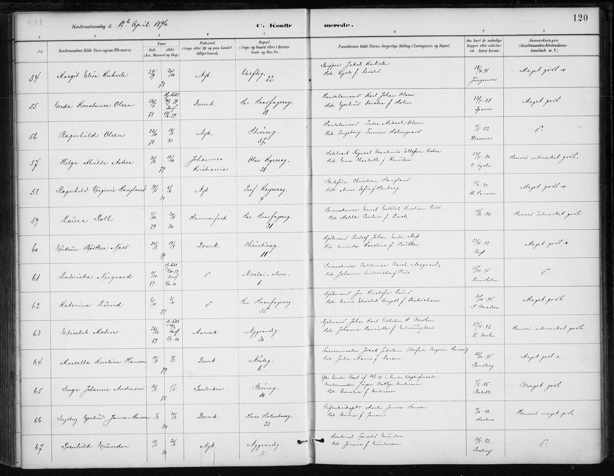 Johanneskirken sokneprestembete, AV/SAB-A-76001/H/Haa/L0008: Parish register (official) no. C 1, 1885-1907, p. 120