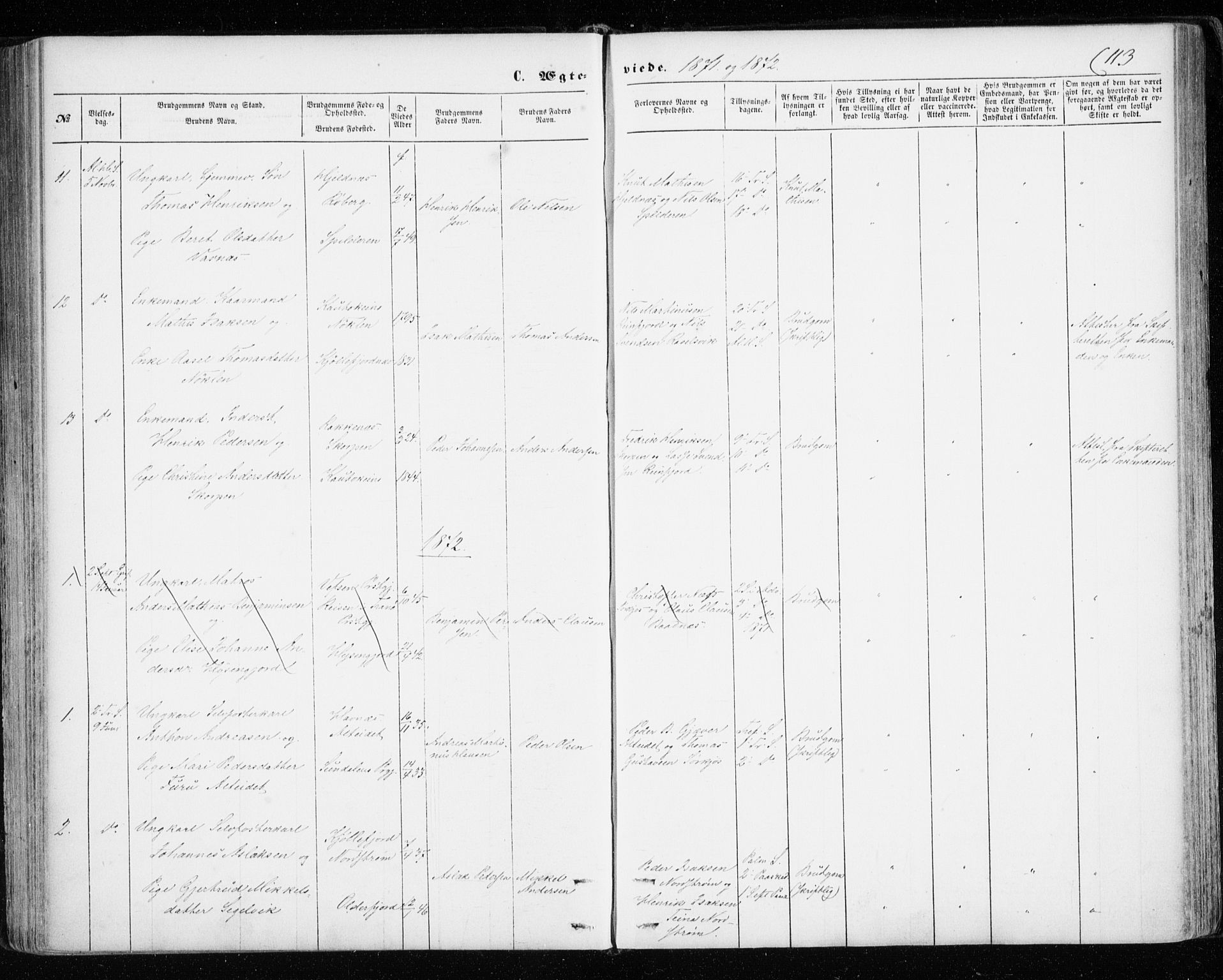 Skjervøy sokneprestkontor, SATØ/S-1300/H/Ha/Haa/L0011kirke: Parish register (official) no. 11, 1861-1877, p. 113