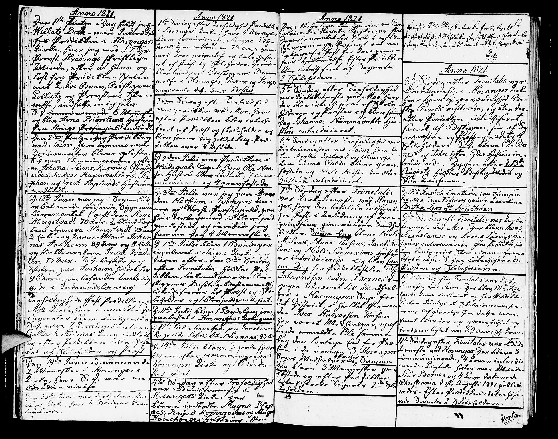 Hosanger sokneprestembete, AV/SAB-A-75801/H/Haa: Parish register (official) no. A 4, 1811-1821, p. 12