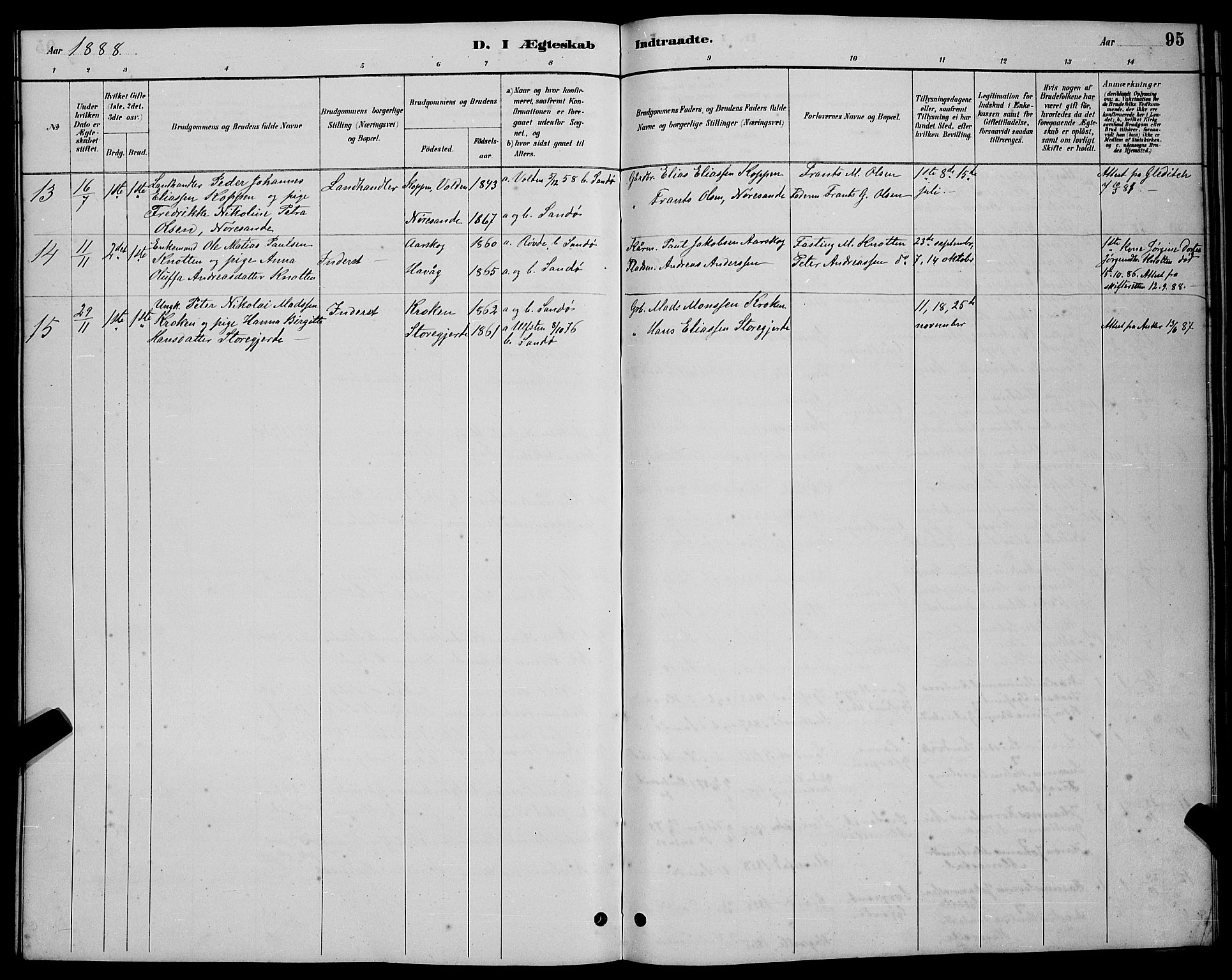 Ministerialprotokoller, klokkerbøker og fødselsregistre - Møre og Romsdal, AV/SAT-A-1454/503/L0048: Parish register (copy) no. 503C03, 1885-1893, p. 95